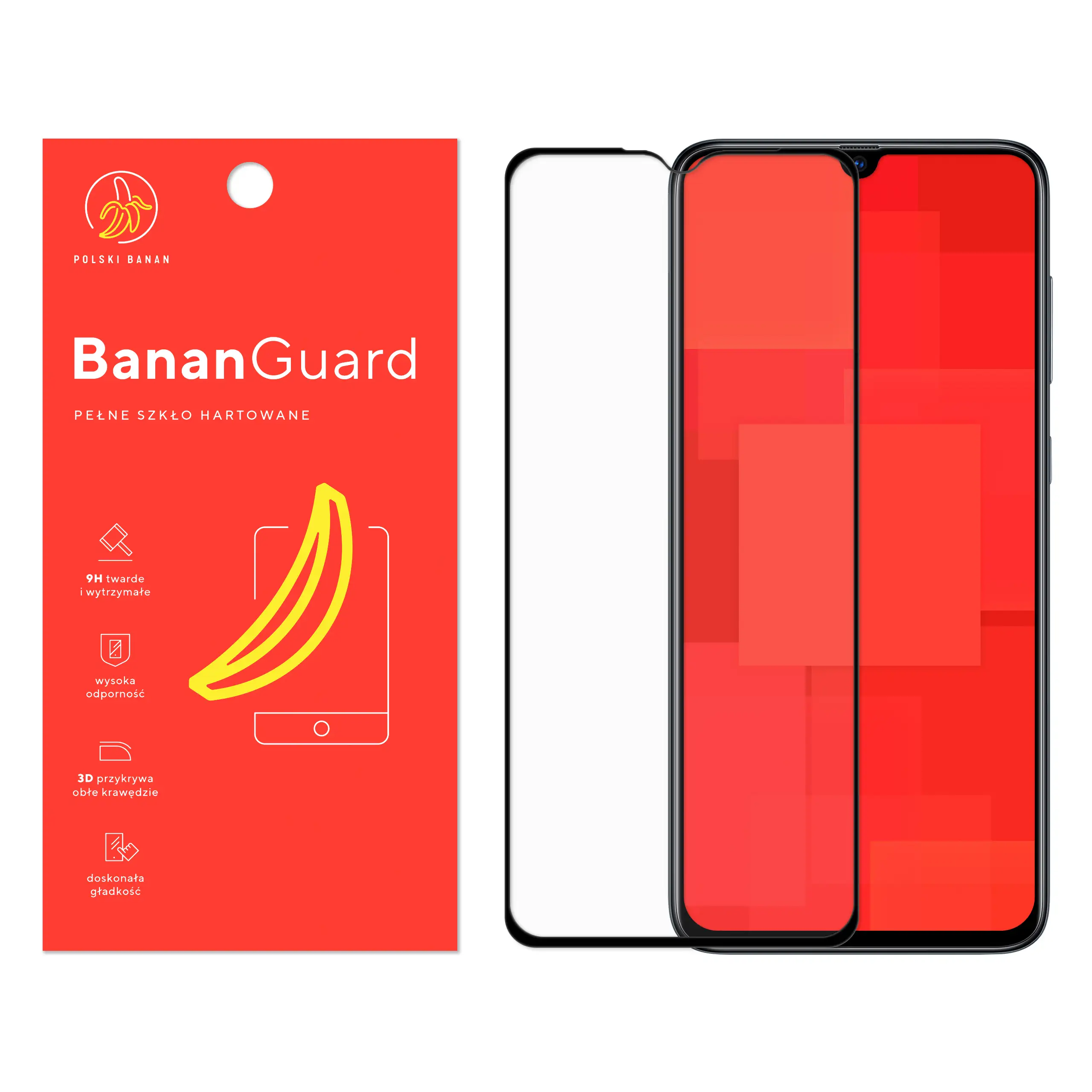 Szkło hartowane 5D Polski Banan BananGuard w kolorze czarnym do Samsung Galaxy A70