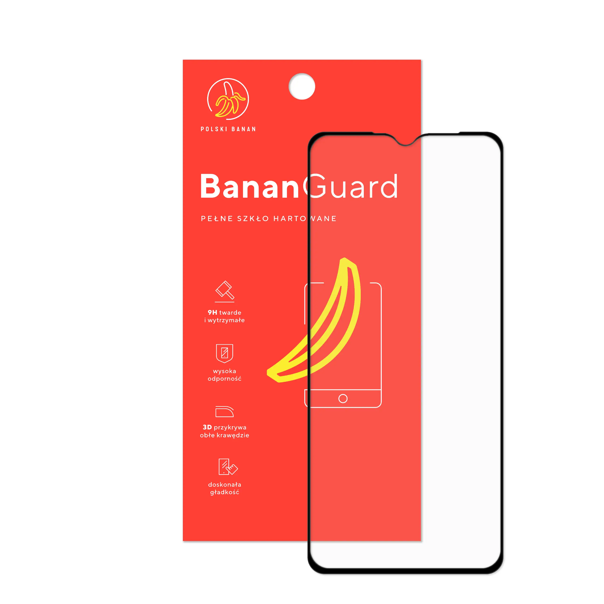 Szkło hartowane 5D Polski Banan BananGuard w kolorze czarnym z opakowaniem do telefonu Samsung Galaxy A70