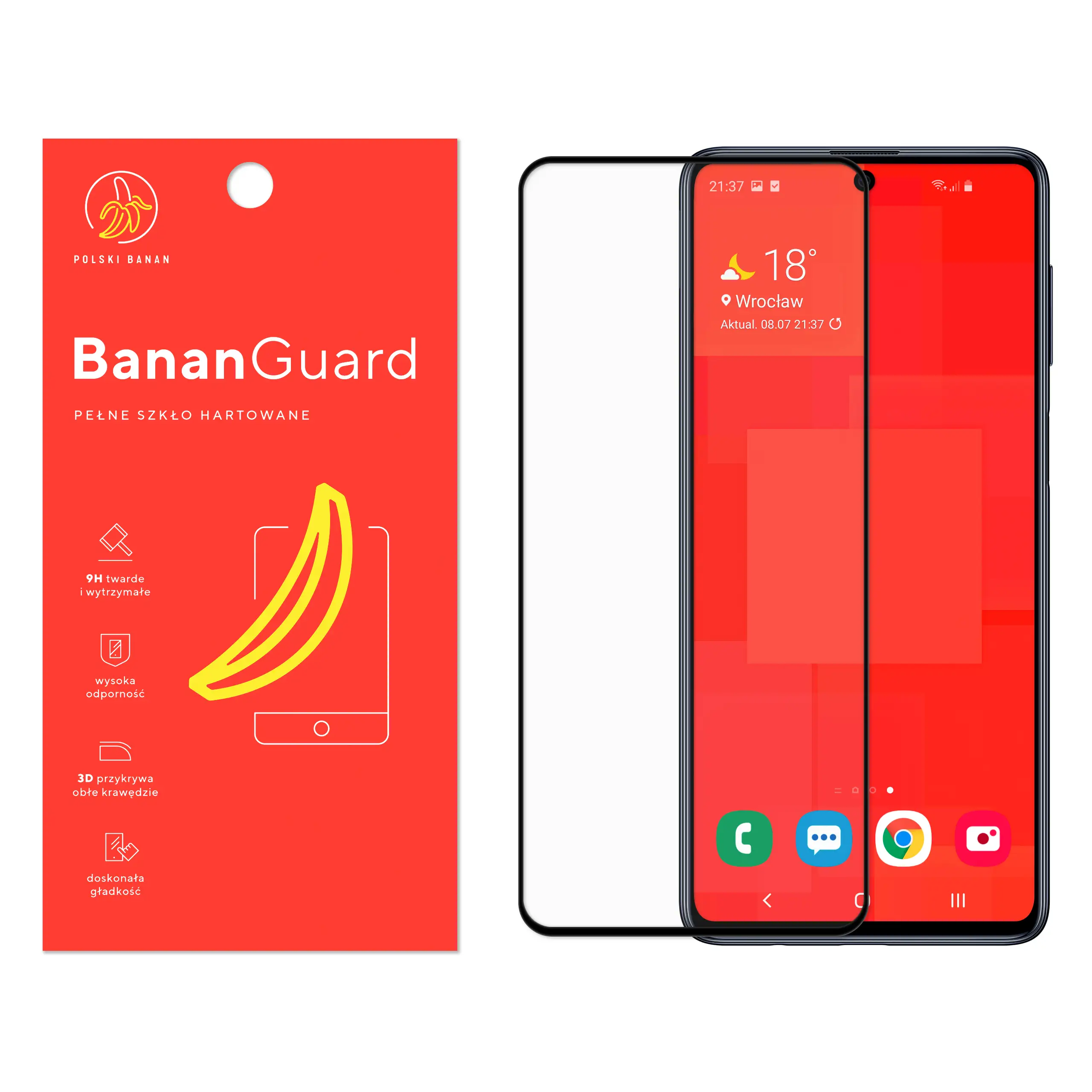 Szkło hartowane 5D Polski Banan BananGuard w kolorze czarnym do Samsung Galaxy M51