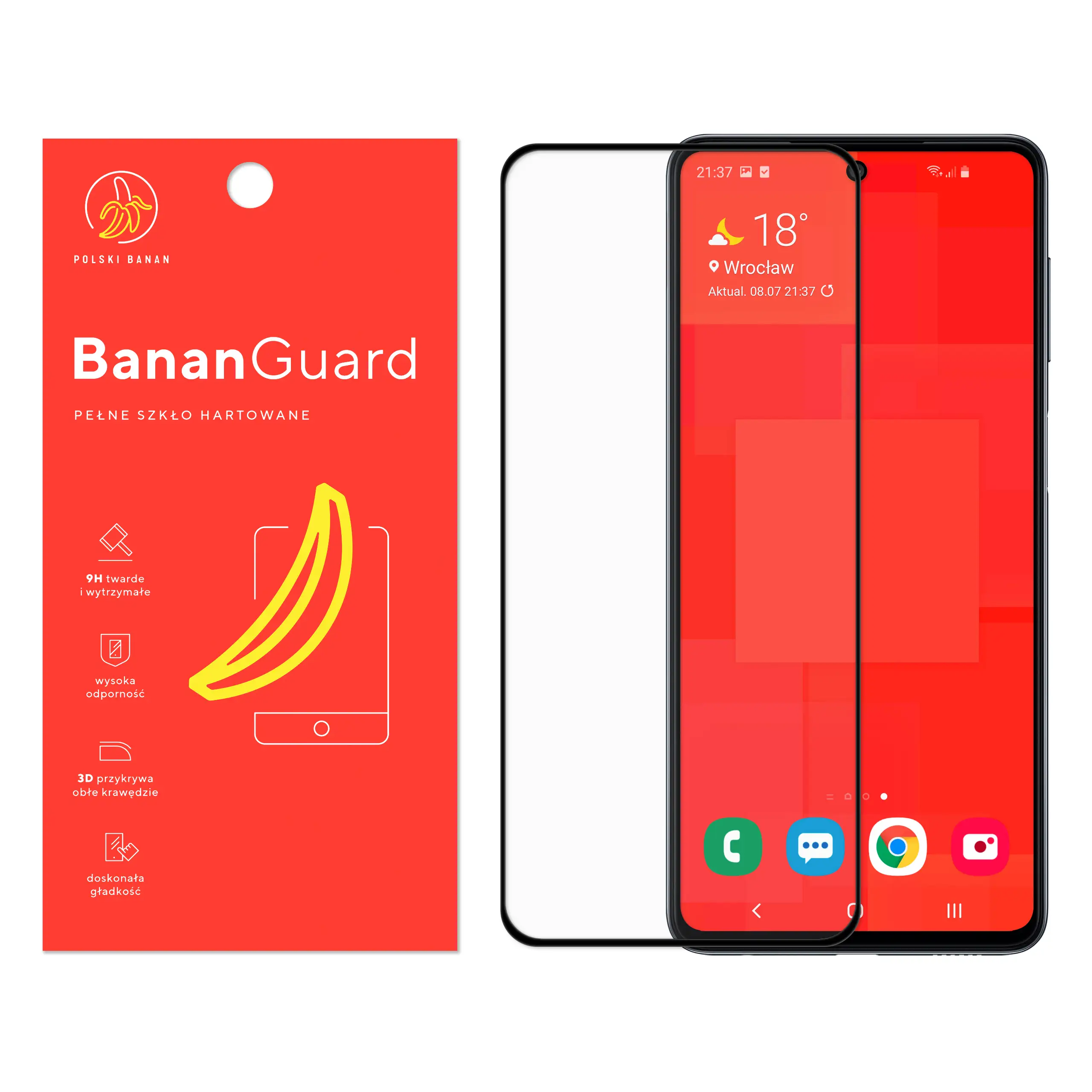 Szkło hartowane 5D Polski Banan BananGuard w kolorze czarnym do Samsung Galaxy M52 / M52 5G