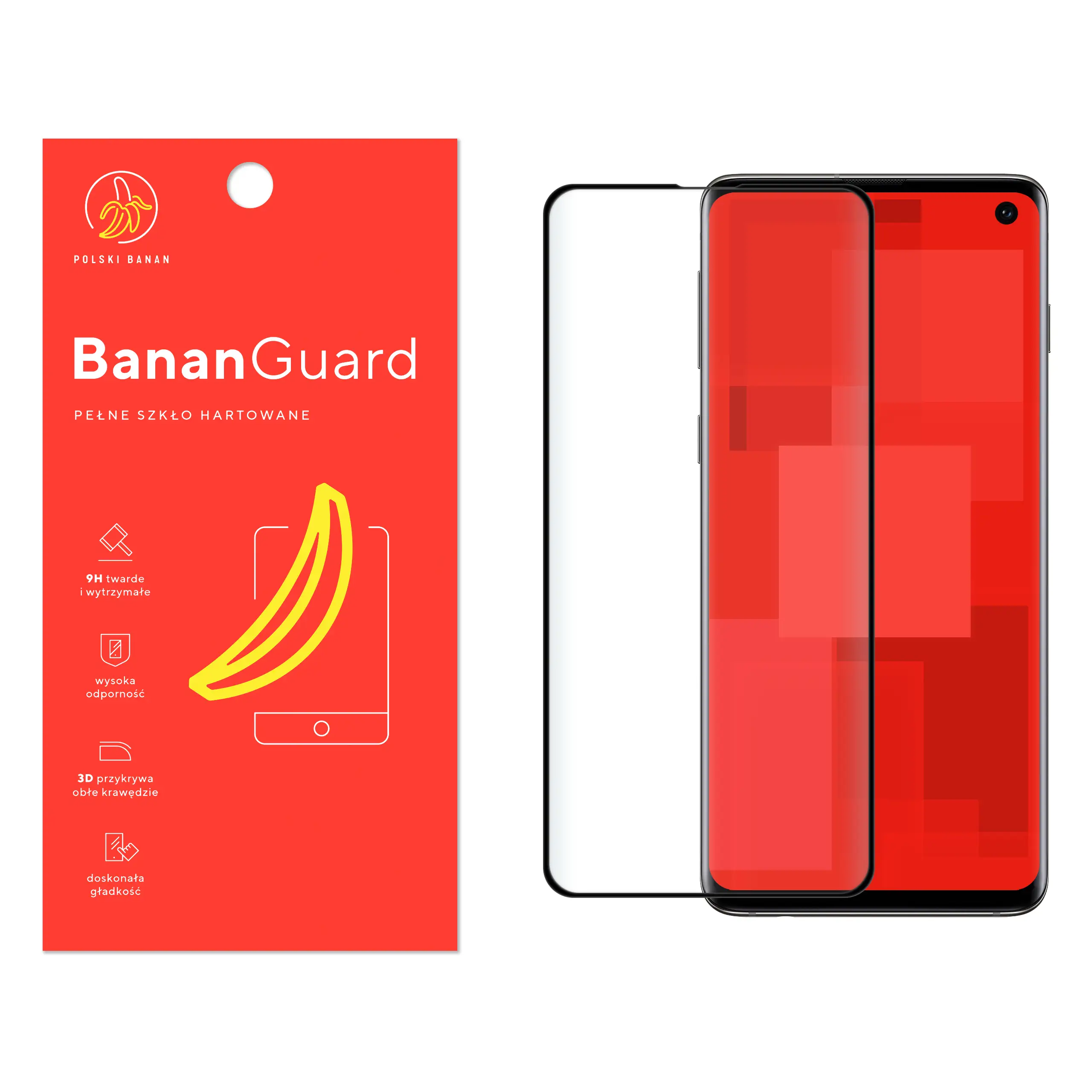 Szkło hartowane 5D Polski Banan BananGuard w kolorze czarnym do Samsung Galaxy S10