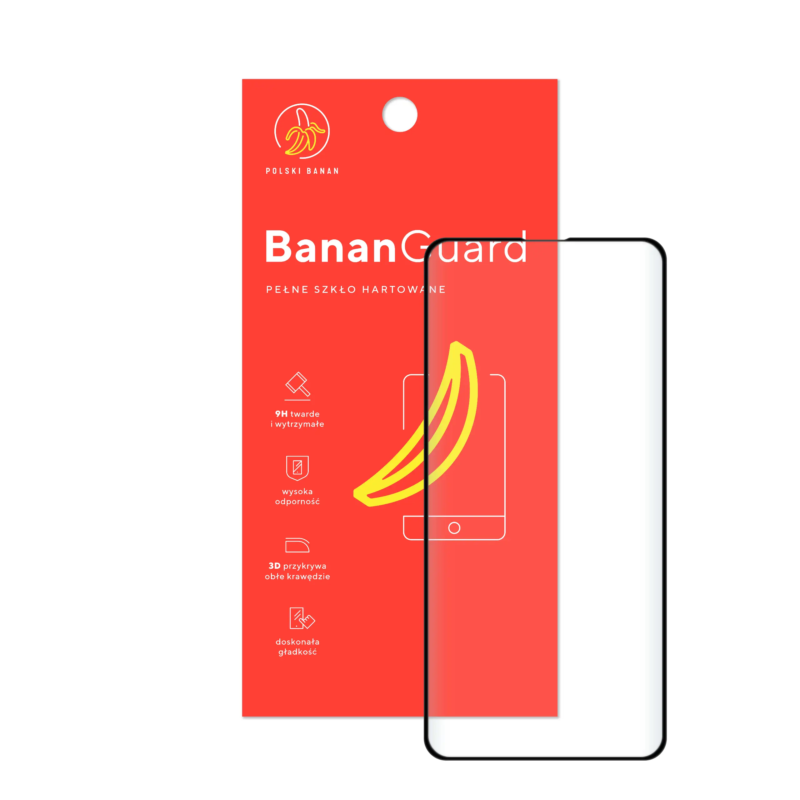 Szkło hartowane 5D Polski Banan BananGuard w kolorze czarnym z opakowaniem do telefonu Samsung Galaxy S10