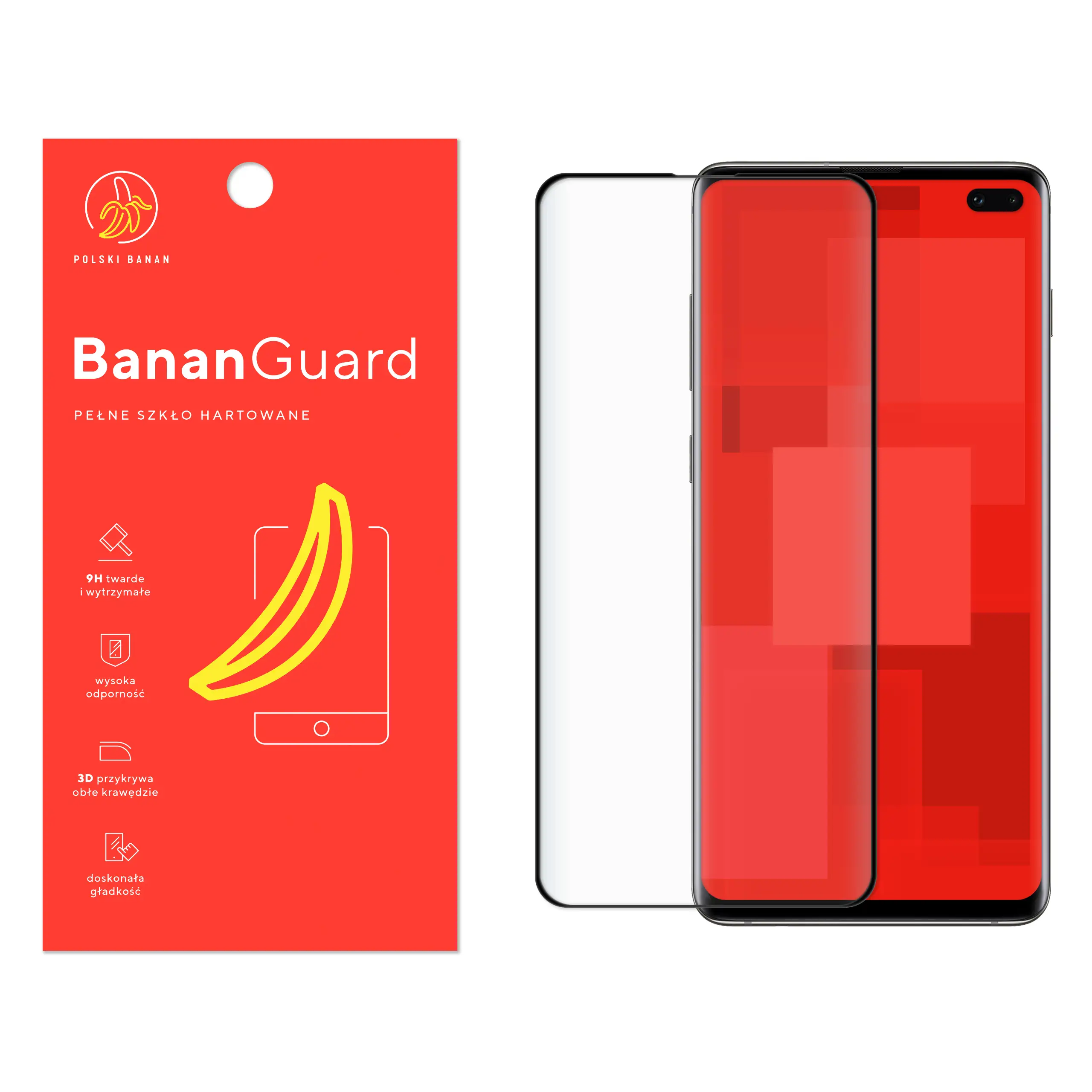 Szkło hartowane 5D Polski Banan BananGuard w kolorze czarnym do Samsung Galaxy S10 Plus