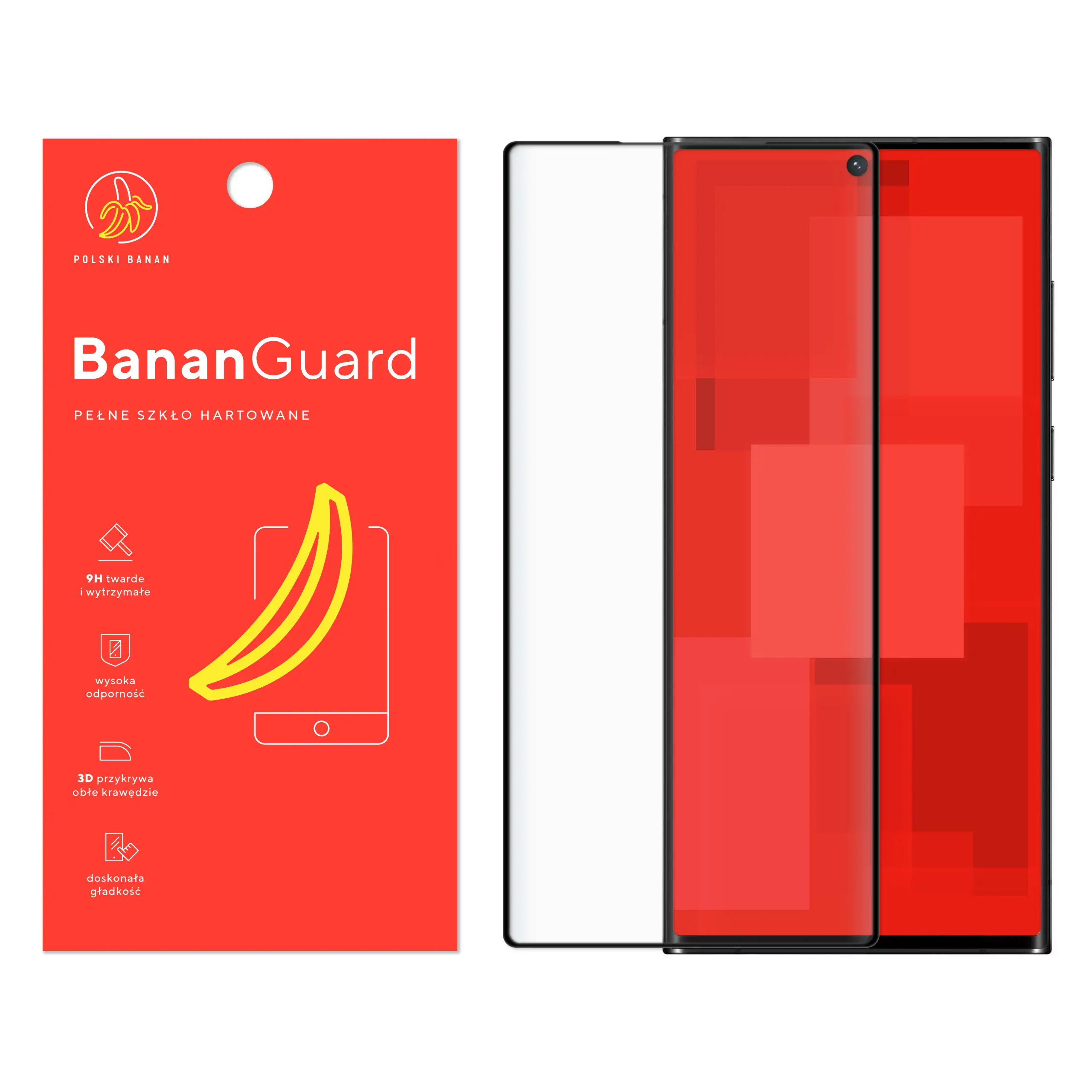 Szkło hartowane 5D Polski Banan BananGuard w kolorze czarnym do Samsung Galaxy S22 Ultra