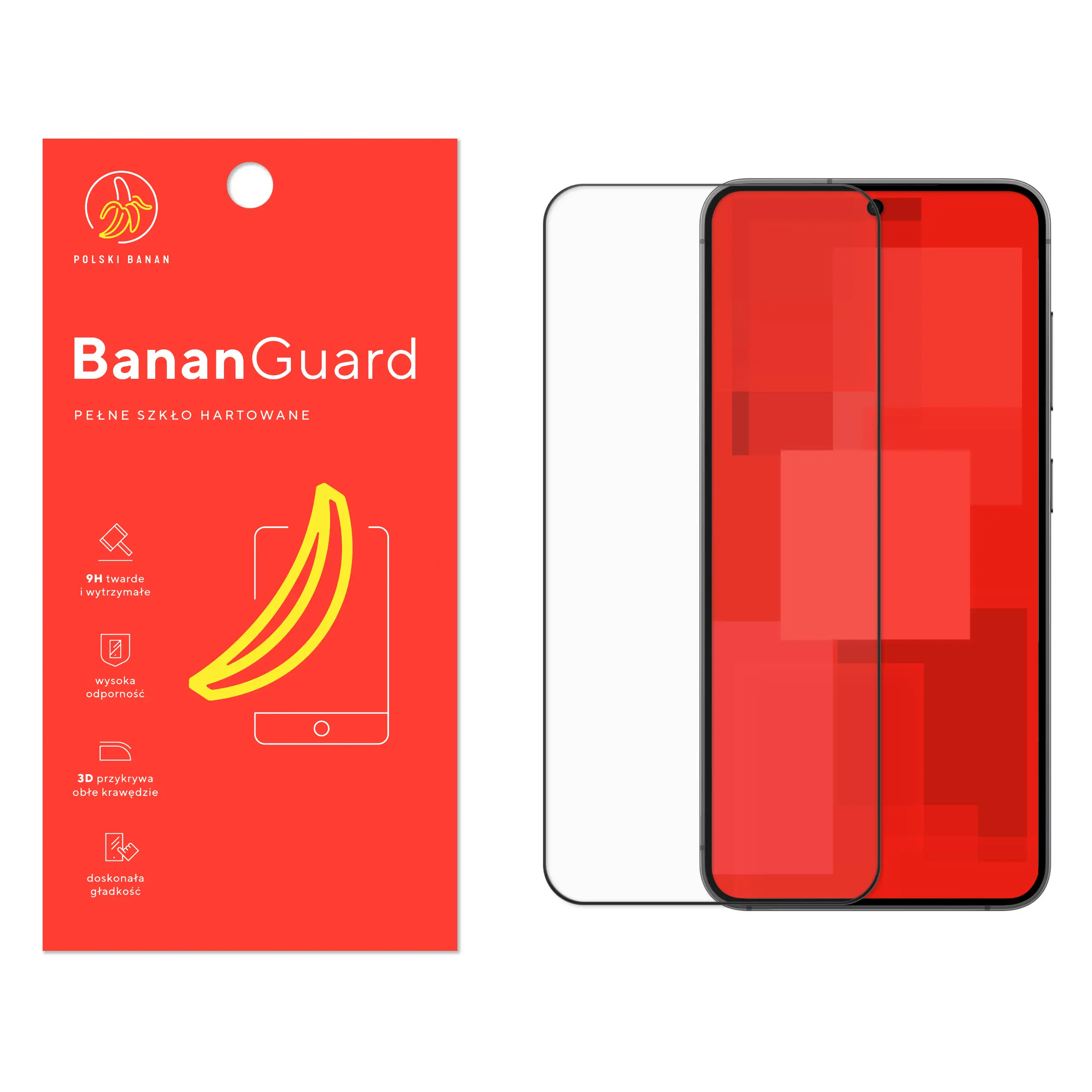 Szkło hartowane 5D Polski Banan BananGuard w kolorze czarnym do Samsung Galaxy S24