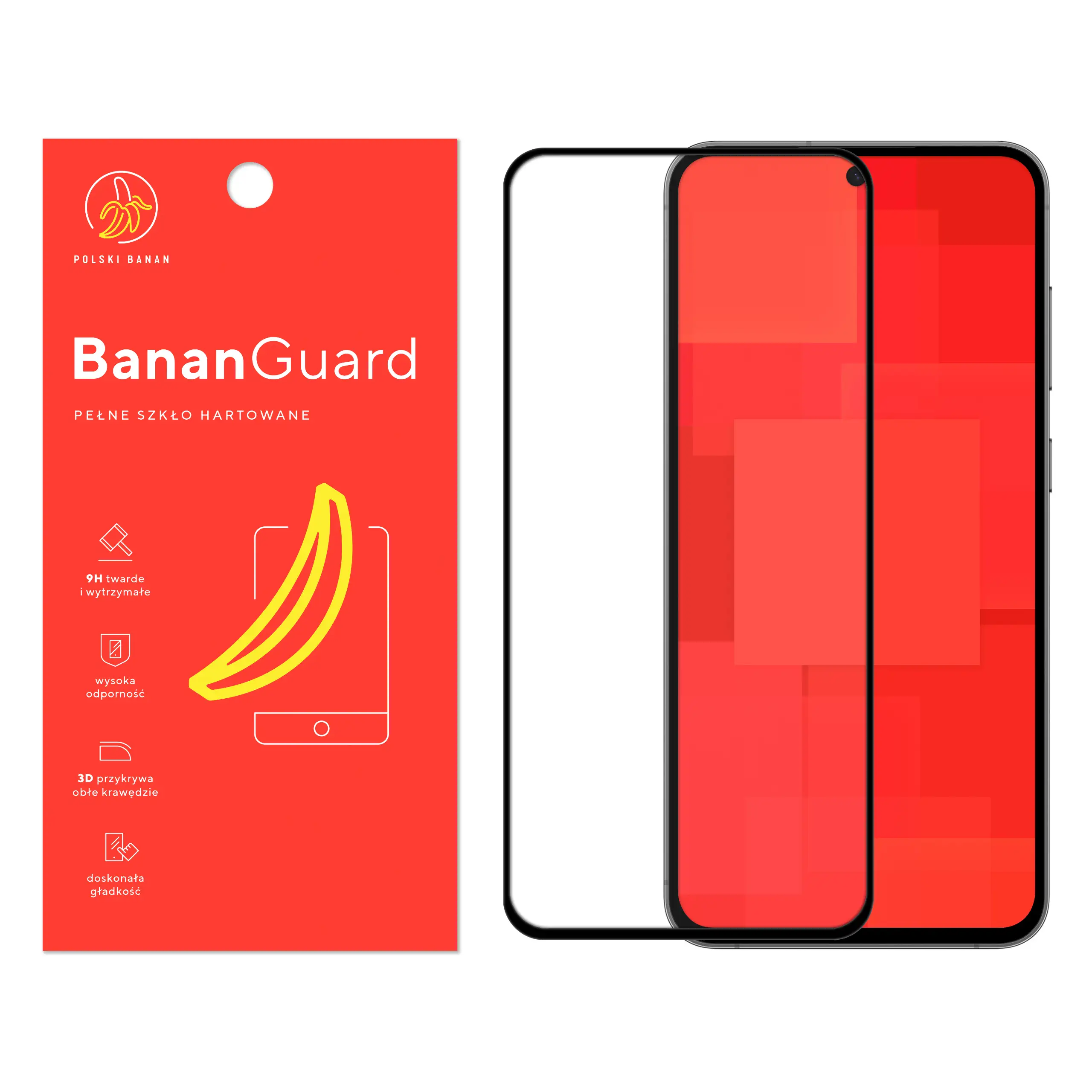 Szkło hartowane 5D Polski Banan BananGuard w kolorze czarnym do Samsung Galaxy S24 FE