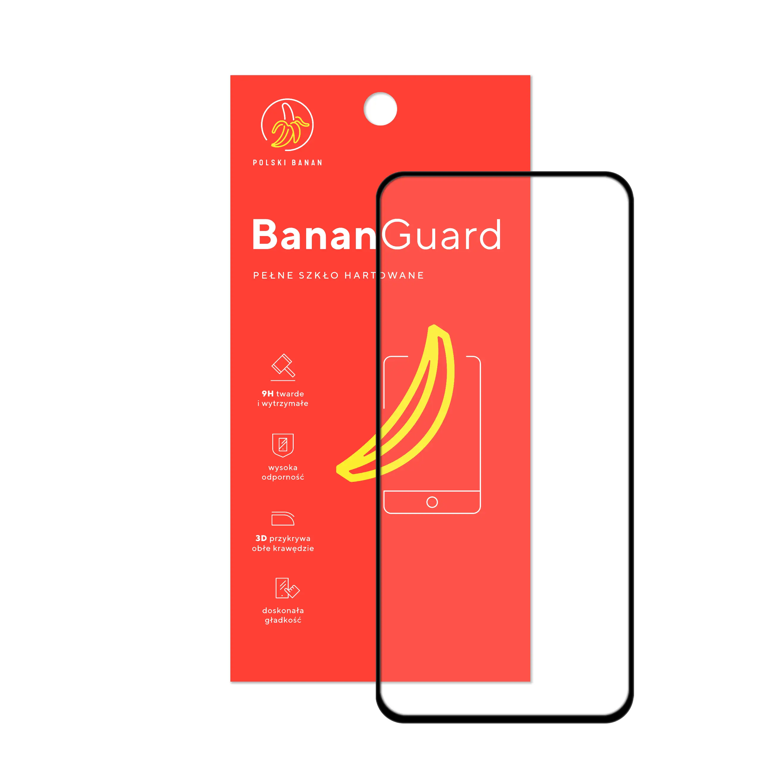 Szkło hartowane 5D Polski Banan BananGuard w kolorze czarnym z opakowaniem do telefonu Samsung Galaxy S24 FE