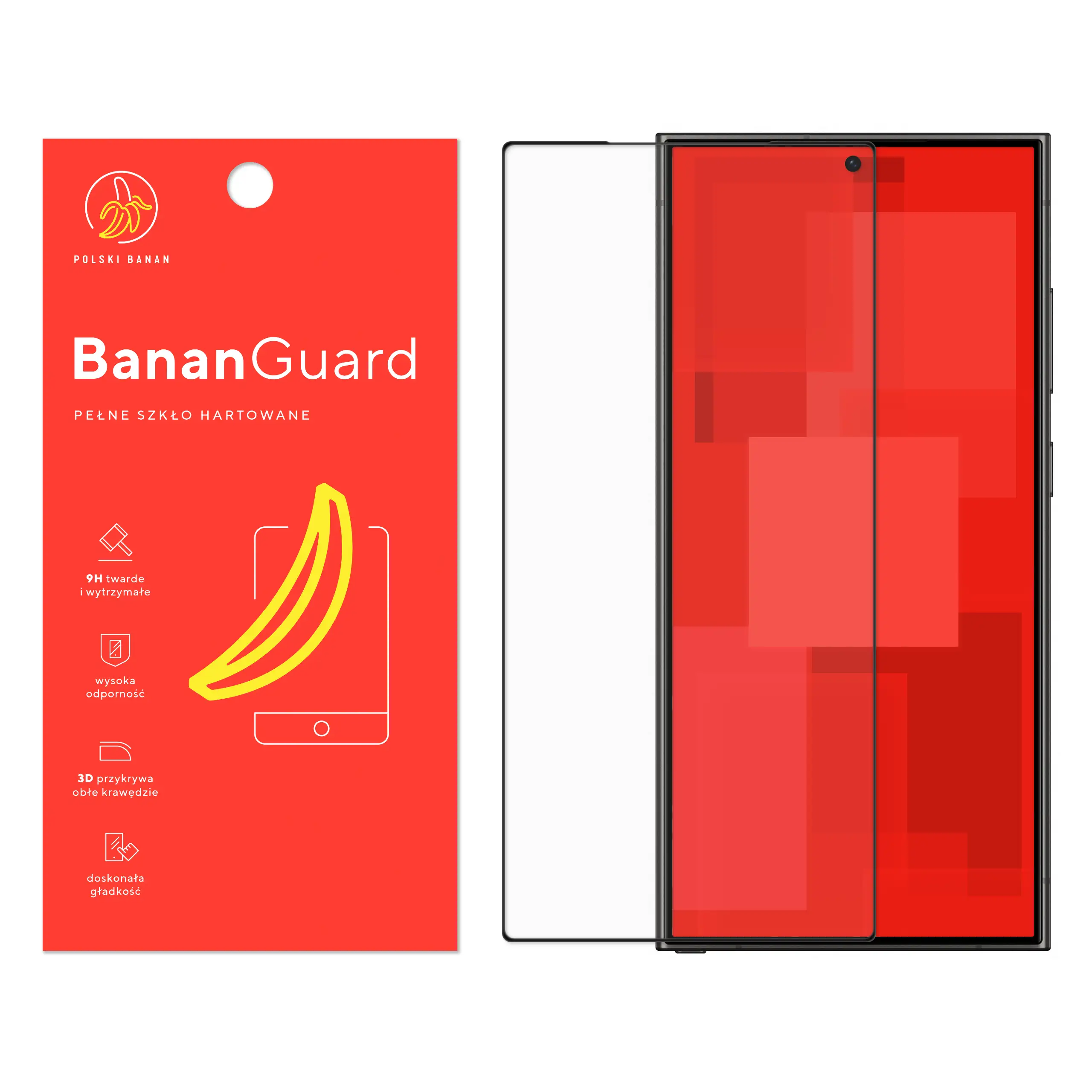 Szkło hartowane 5D Polski Banan BananGuard w kolorze czarnym do Samsung Galaxy S24 Ultra