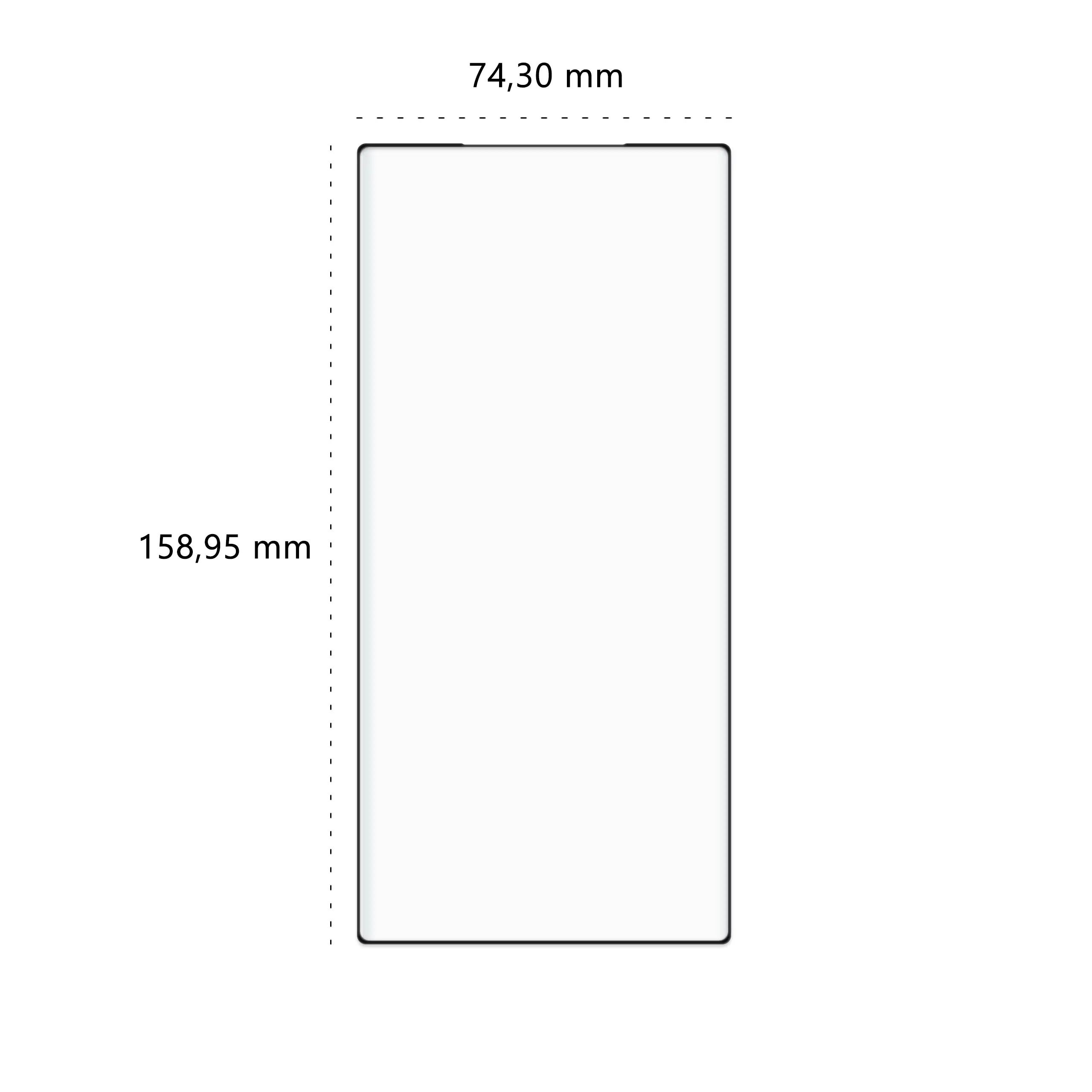 Wymiary szkła hartowanego 5D Polski Banan BananGuard w kolorze czarnym do telefonu Samsung Galaxy S24 Ultra