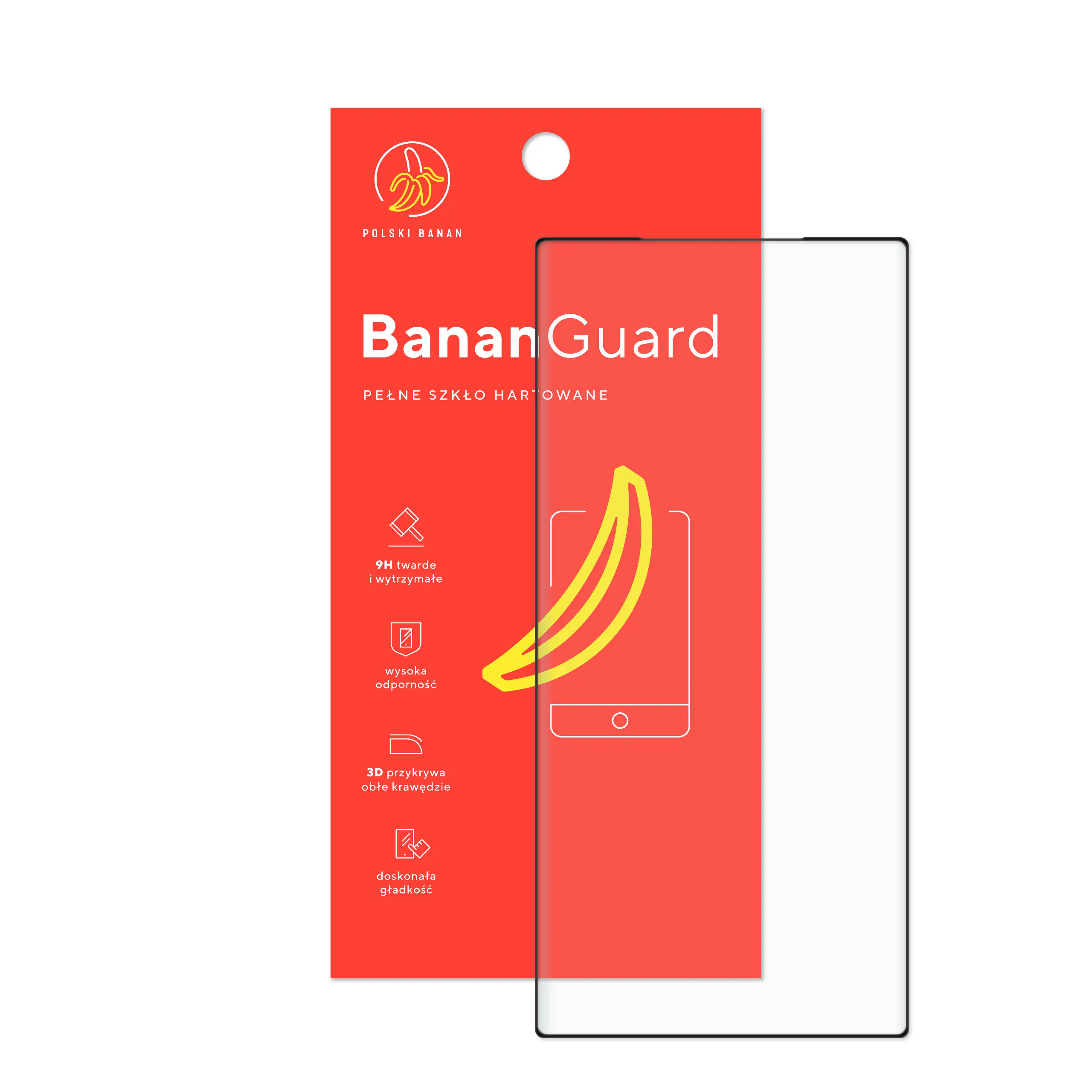 Szkło hartowane 5D Polski Banan BananGuard w kolorze czarnym z opakowaniem do telefonu Samsung Galaxy S24 Ultra