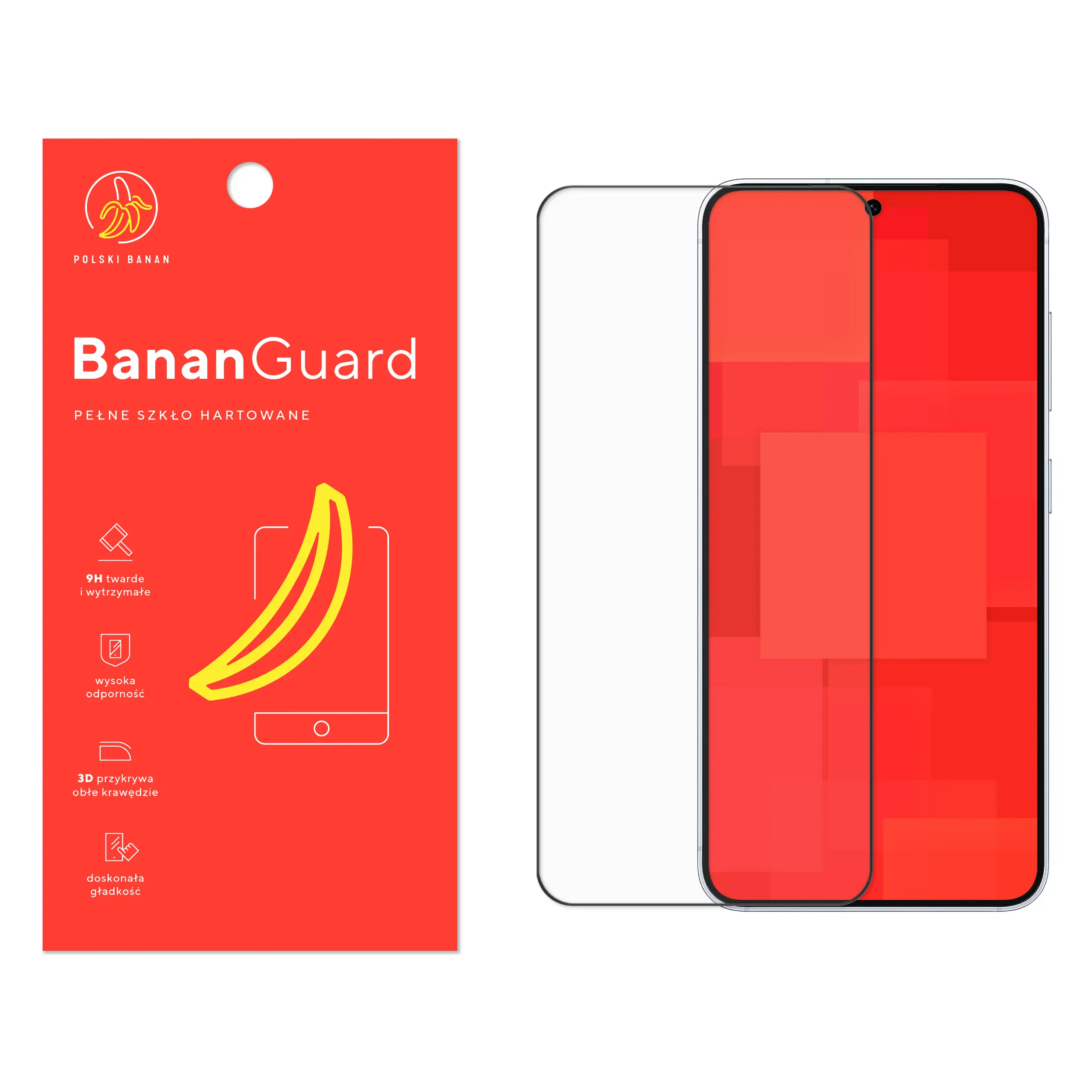 Szkło hartowane 5D Polski Banan BananGuard w kolorze czarnym do Samsung Galaxy S25
