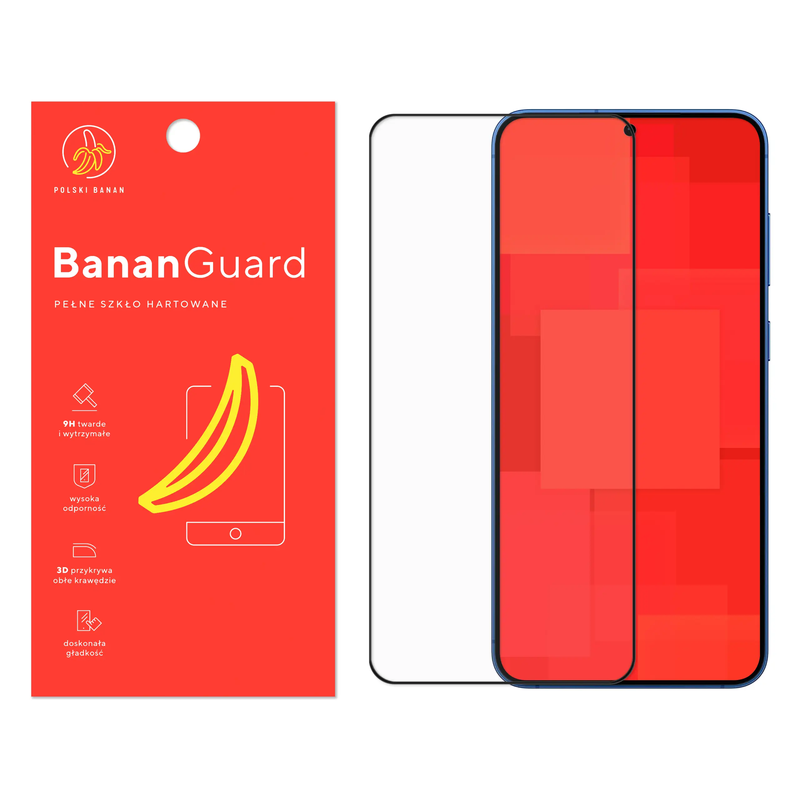 Szkło hartowane 5D Polski Banan BananGuard w kolorze czarnym do Samsung Galaxy S25 Plus
