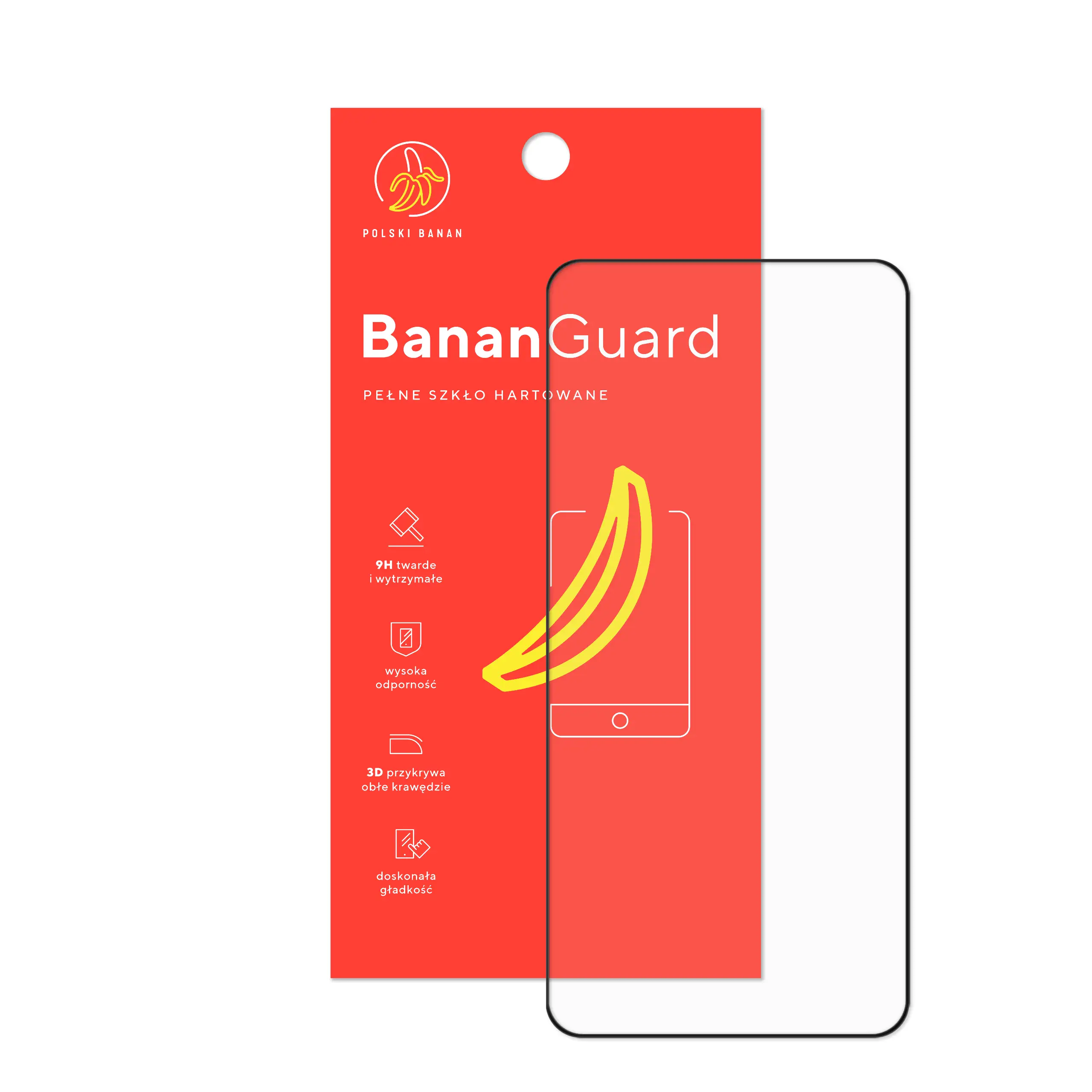 Szkło hartowane 5D Polski Banan BananGuard w kolorze czarnym z opakowaniem do telefonu Samsung Galaxy S25 Plus