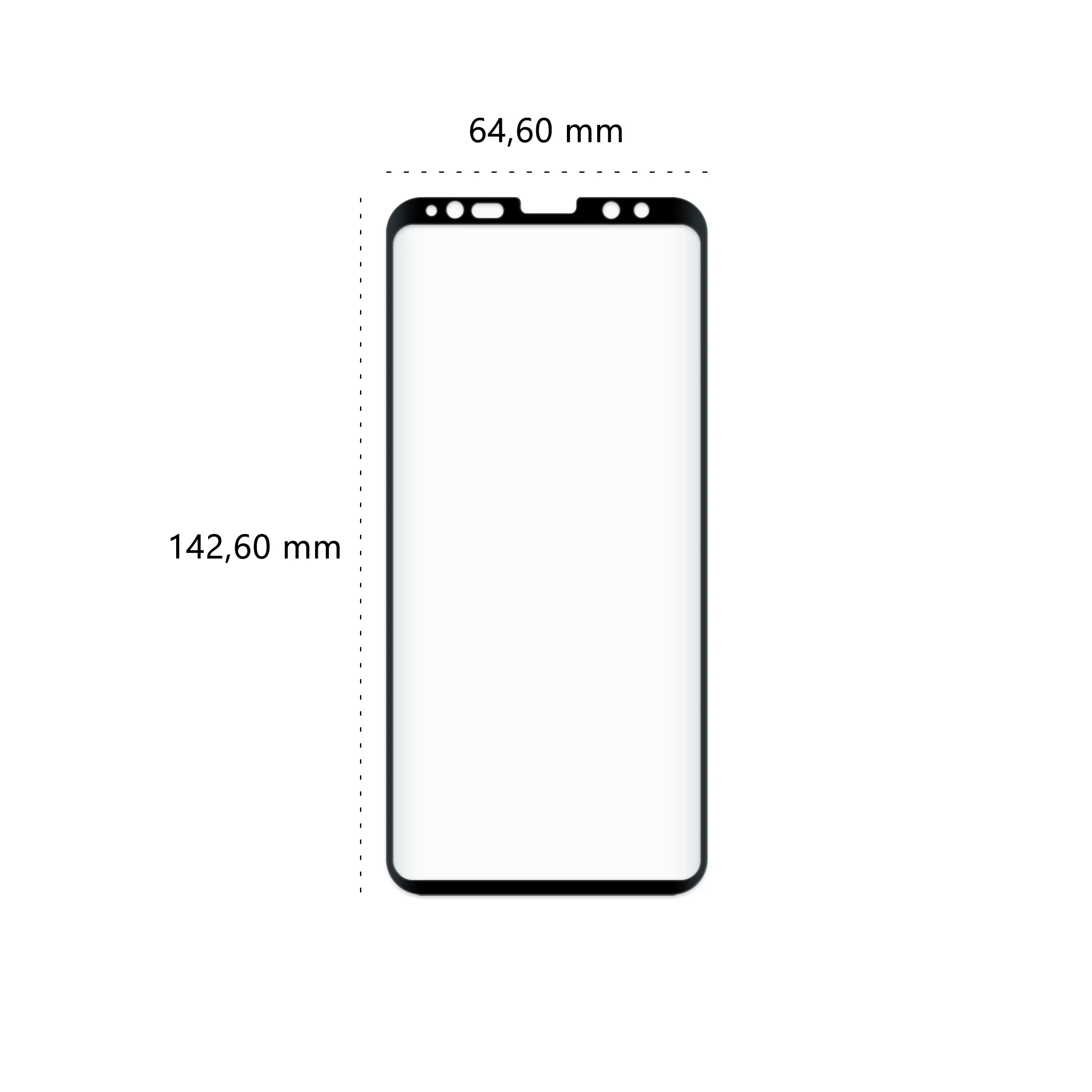 Wymiary szkła hartowanego 3D Polski Banan BananGuard w kolorze czarnym do telefonu Samsung Galaxy S9