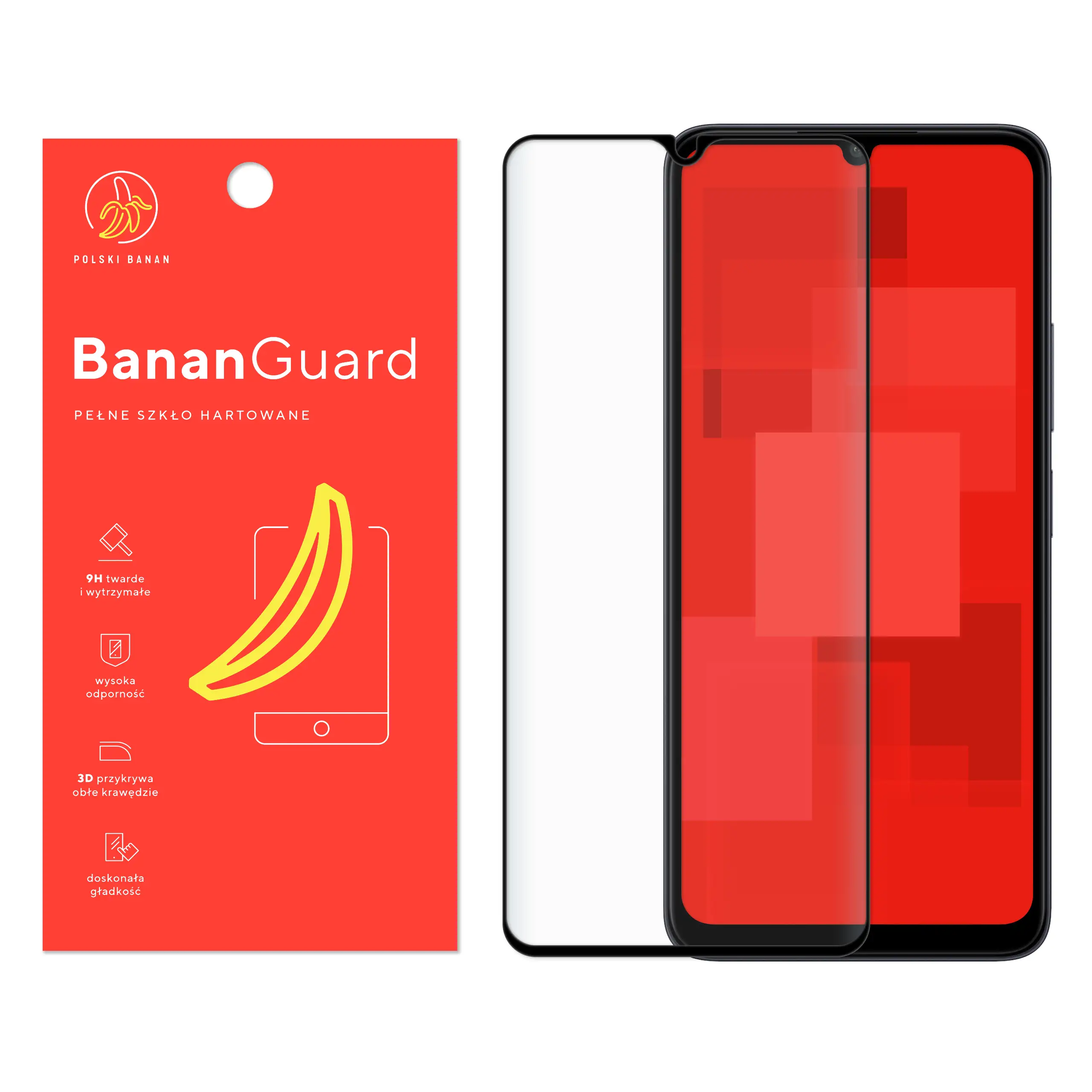 Szkło hartowane 5D Polski Banan BananGuard w kolorze czarnym do Xiaomi Redmi 13C