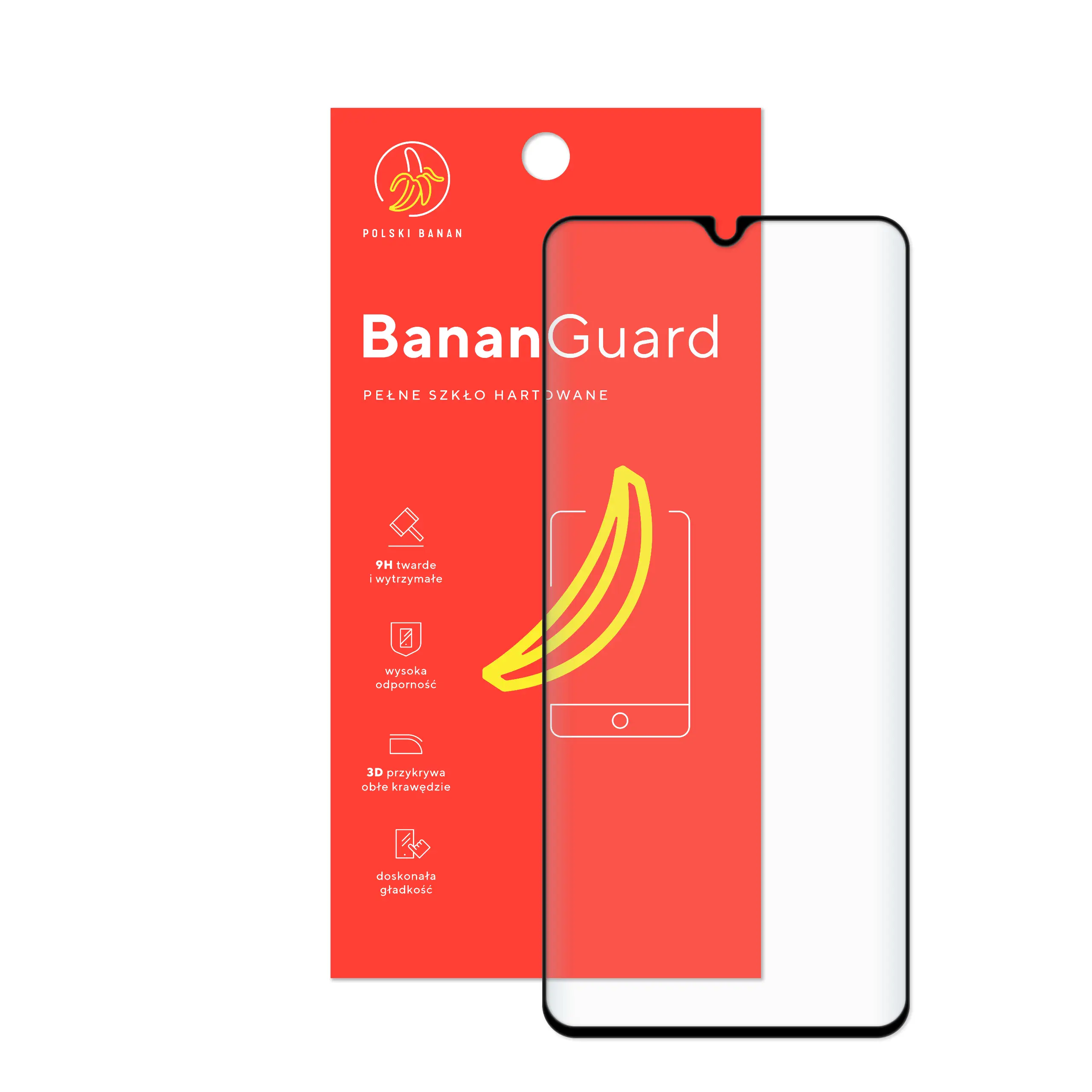 Szkło hartowane 5D Polski Banan BananGuard w kolorze czarnym z opakowaniem do telefonu Xiaomi Redmi 13C