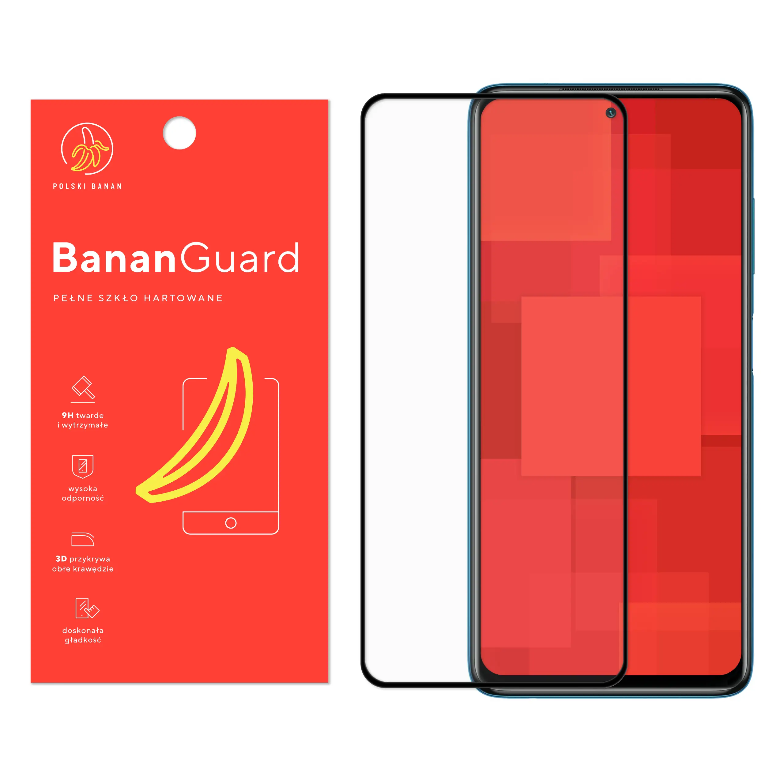 Szkło hartowane 5D Polski Banan BananGuard w kolorze czarnym do Xiaomi POCO X3 NFC / X3 Pro