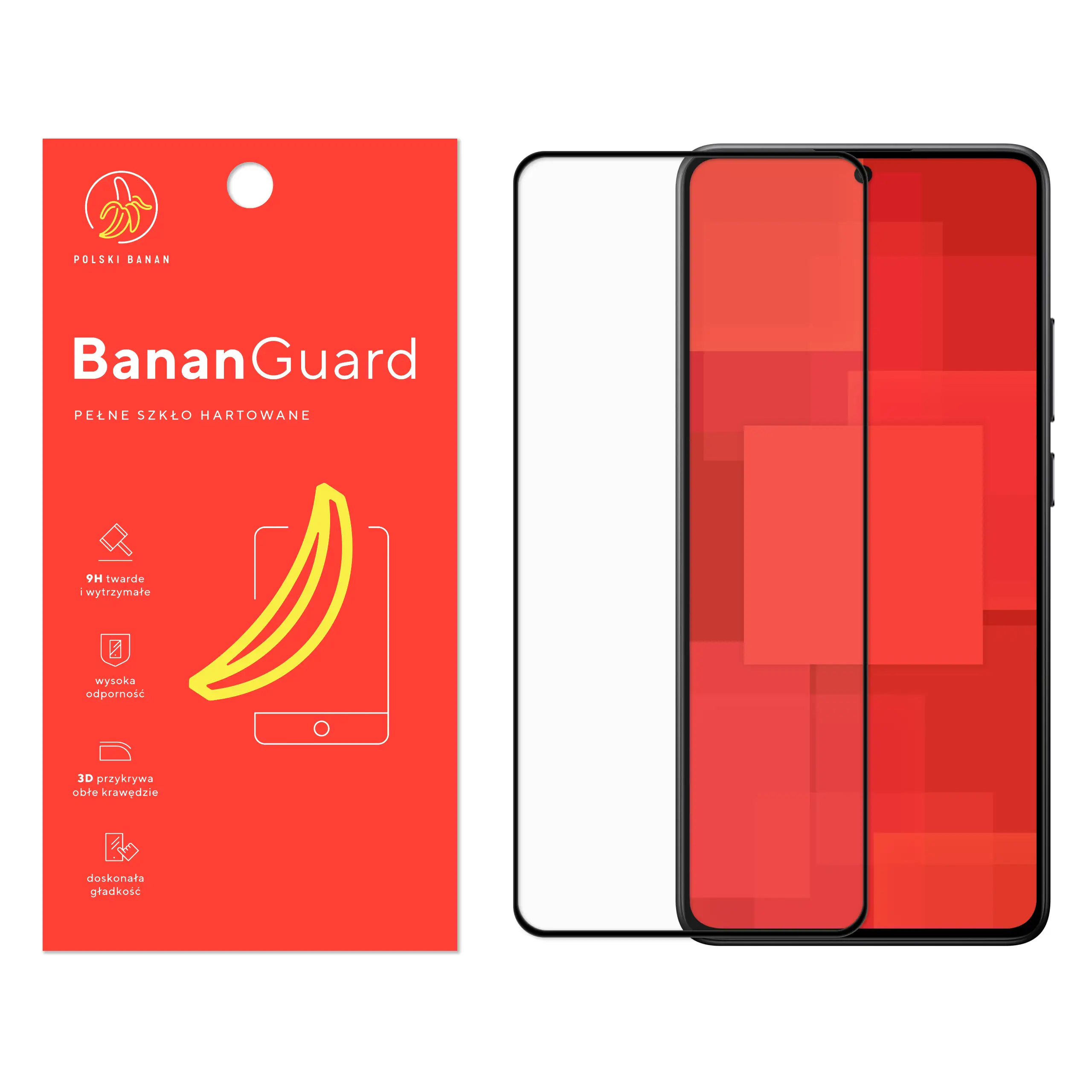 Szkło hartowane 5D Polski Banan BananGuard w kolorze czarnym do Xiaomi POCO X7 Pro 5G