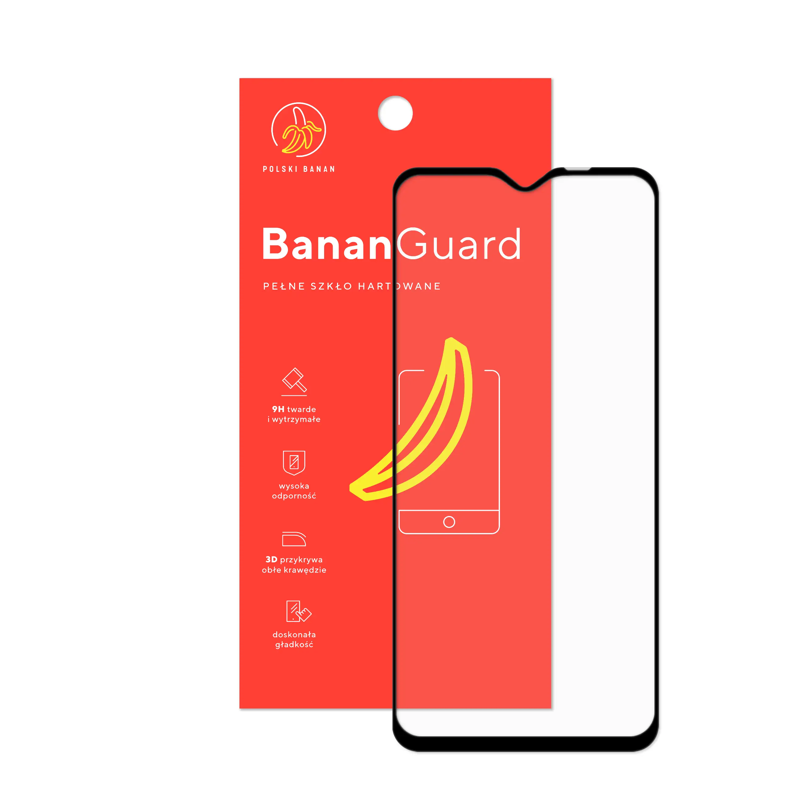 Szkło hartowane 5D Polski Banan BananGuard w kolorze czarnym z opakowaniem do telefonu Xiaomi Redmi 9T