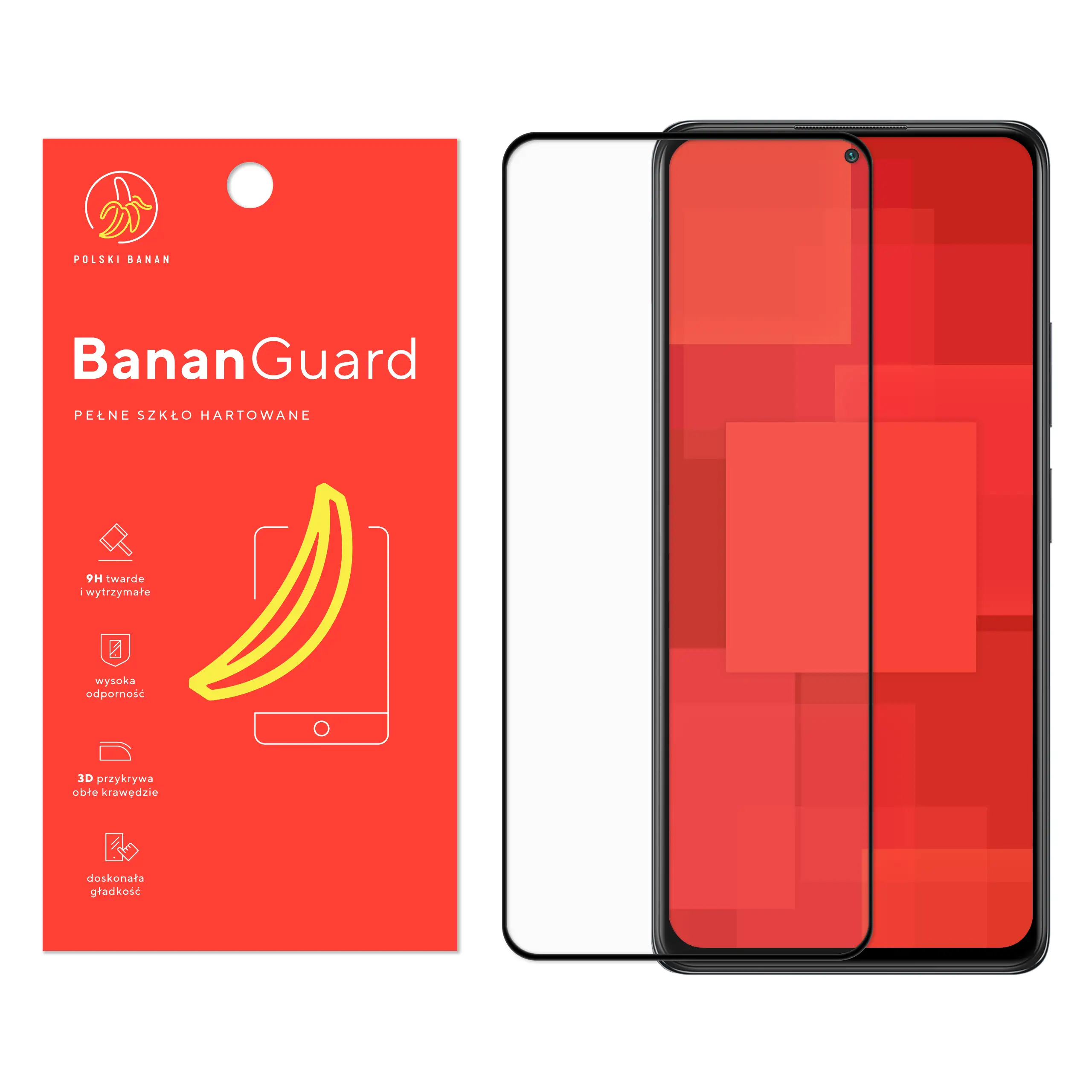 Szkło hartowane 5D Polski Banan BananGuard w kolorze czarnym do Xiaomi Redmi Note 10 Pro