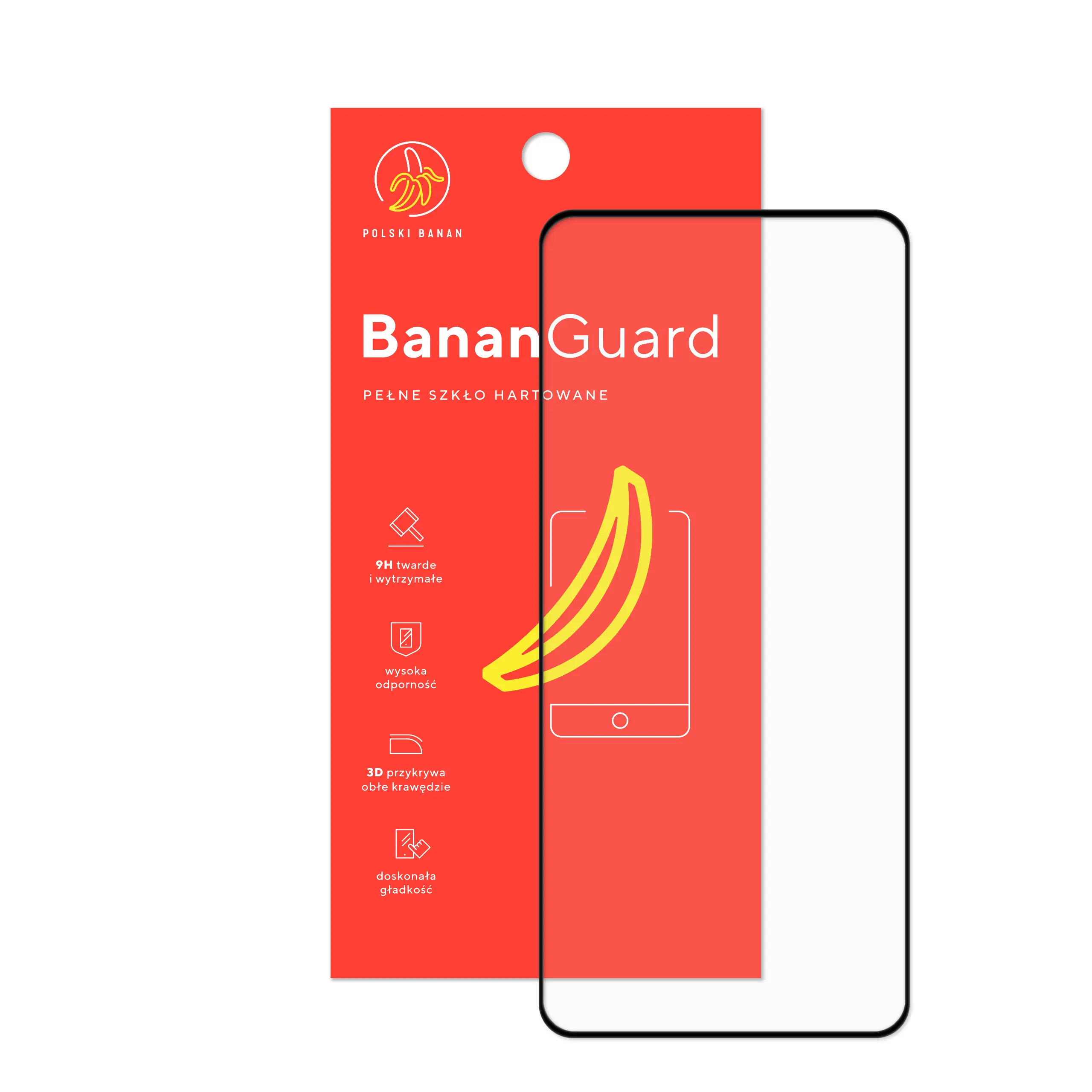 Szkło hartowane 5D Polski Banan BananGuard w kolorze czarnym z opakowaniem do telefonu Xiaomi Redmi Note 10 Pro