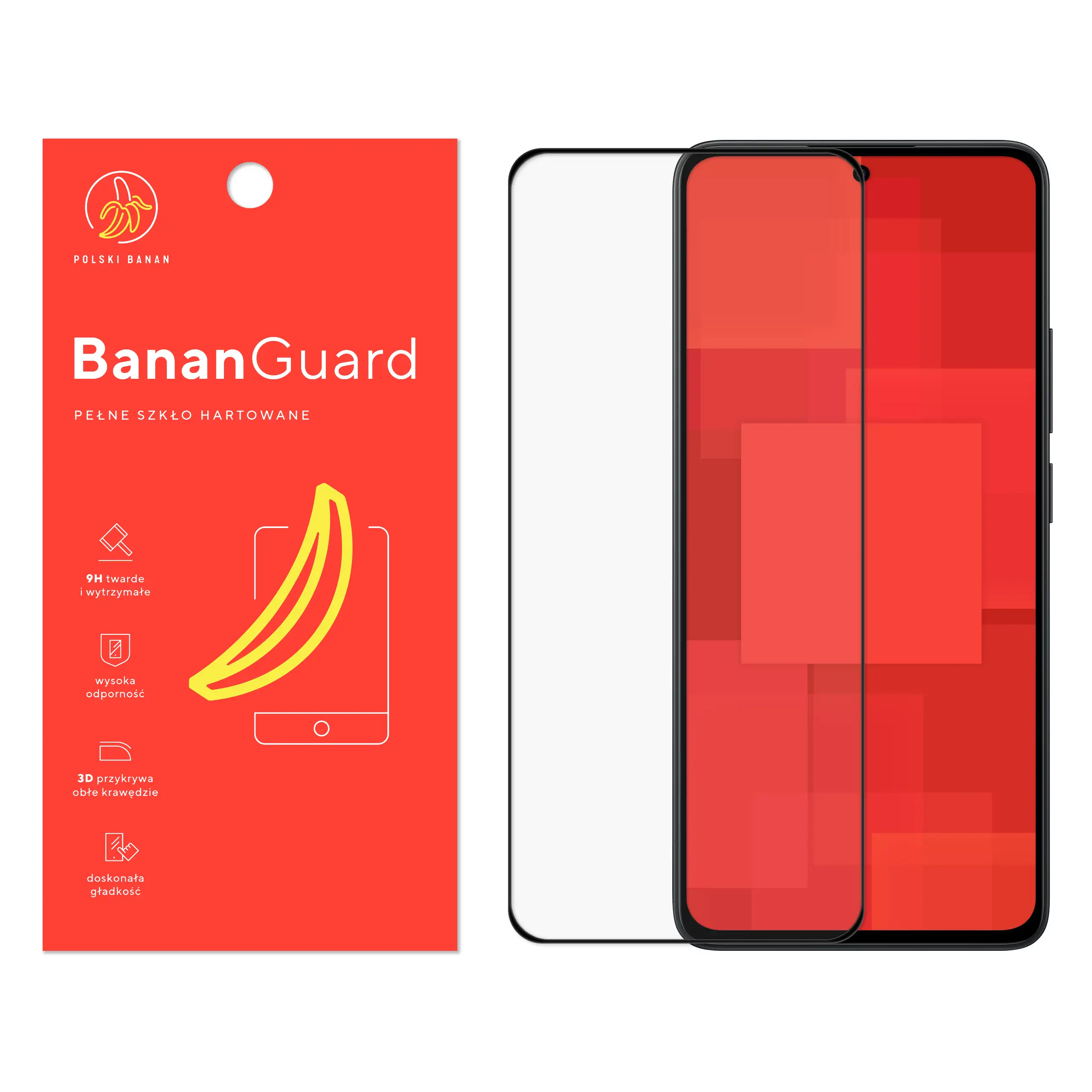 Szkło hartowane 5D Polski Banan BananGuard w kolorze czarnym do Xiaomi Redmi Note 13 4G