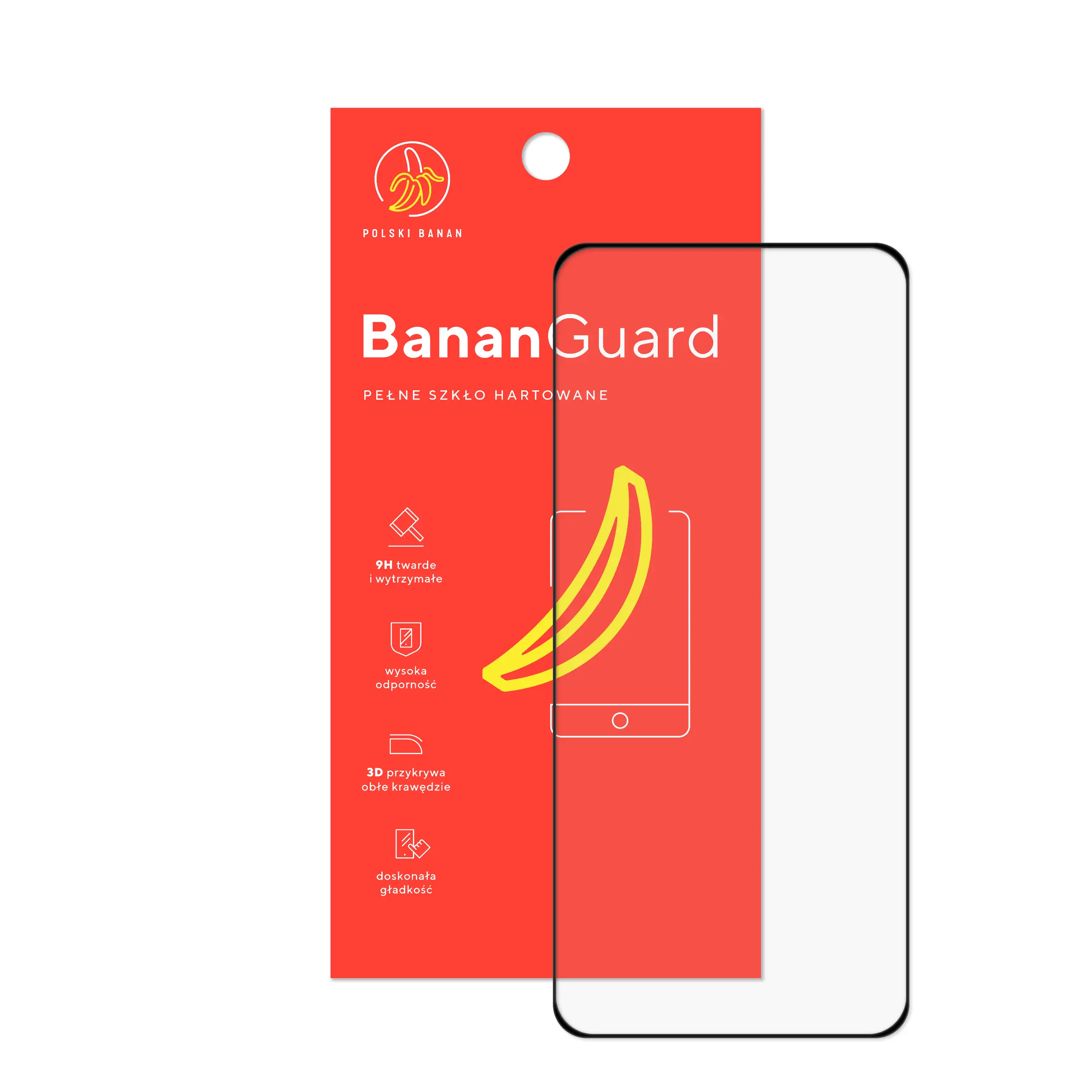 Szkło hartowane 5D Polski Banan BananGuard w kolorze czarnym z opakowaniem do telefonu Xiaomi Redmi Note 13 4G