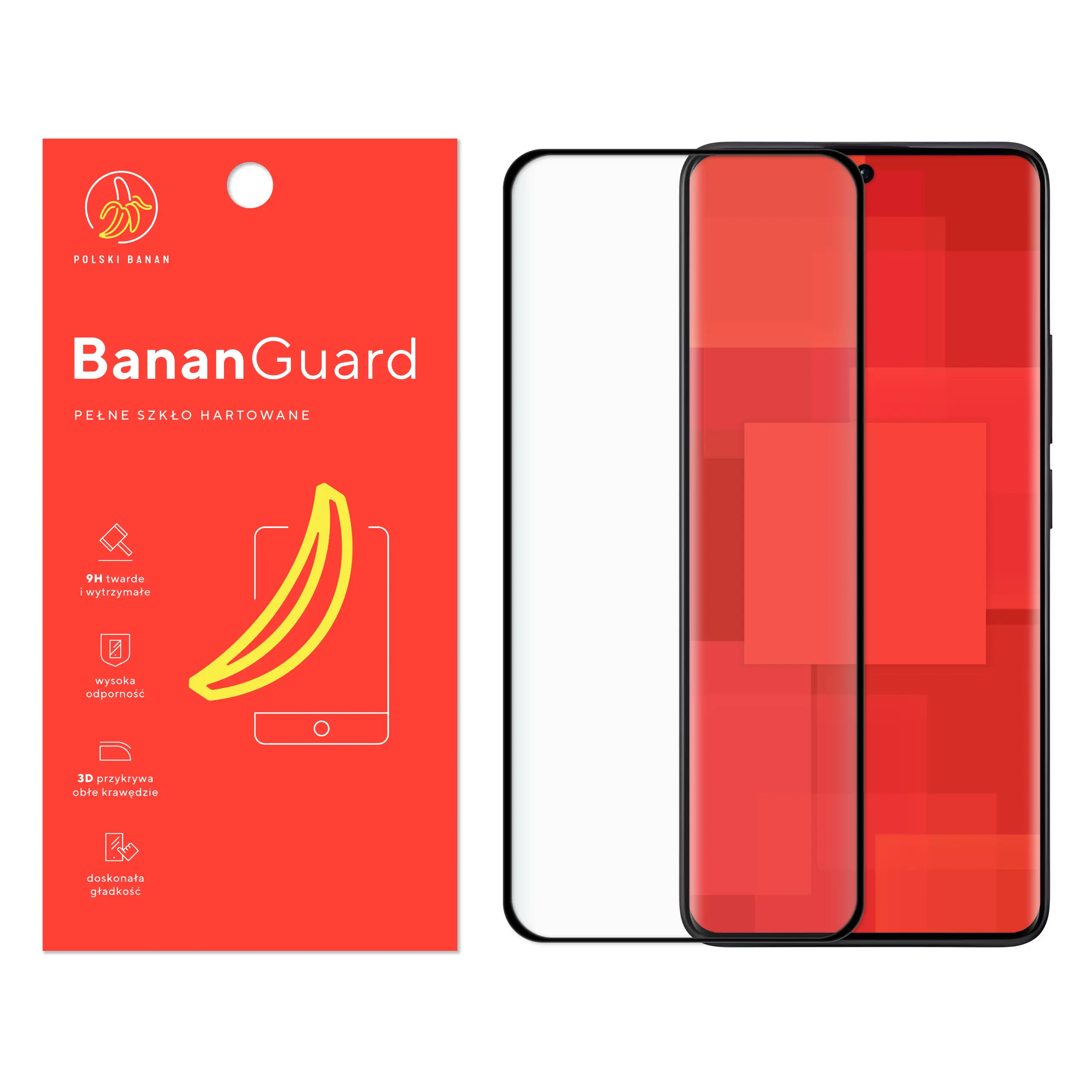 Szkło hartowane 5D Polski Banan BananGuard w kolorze czarnym do Xiaomi Redmi Note 13 Pro Plus
