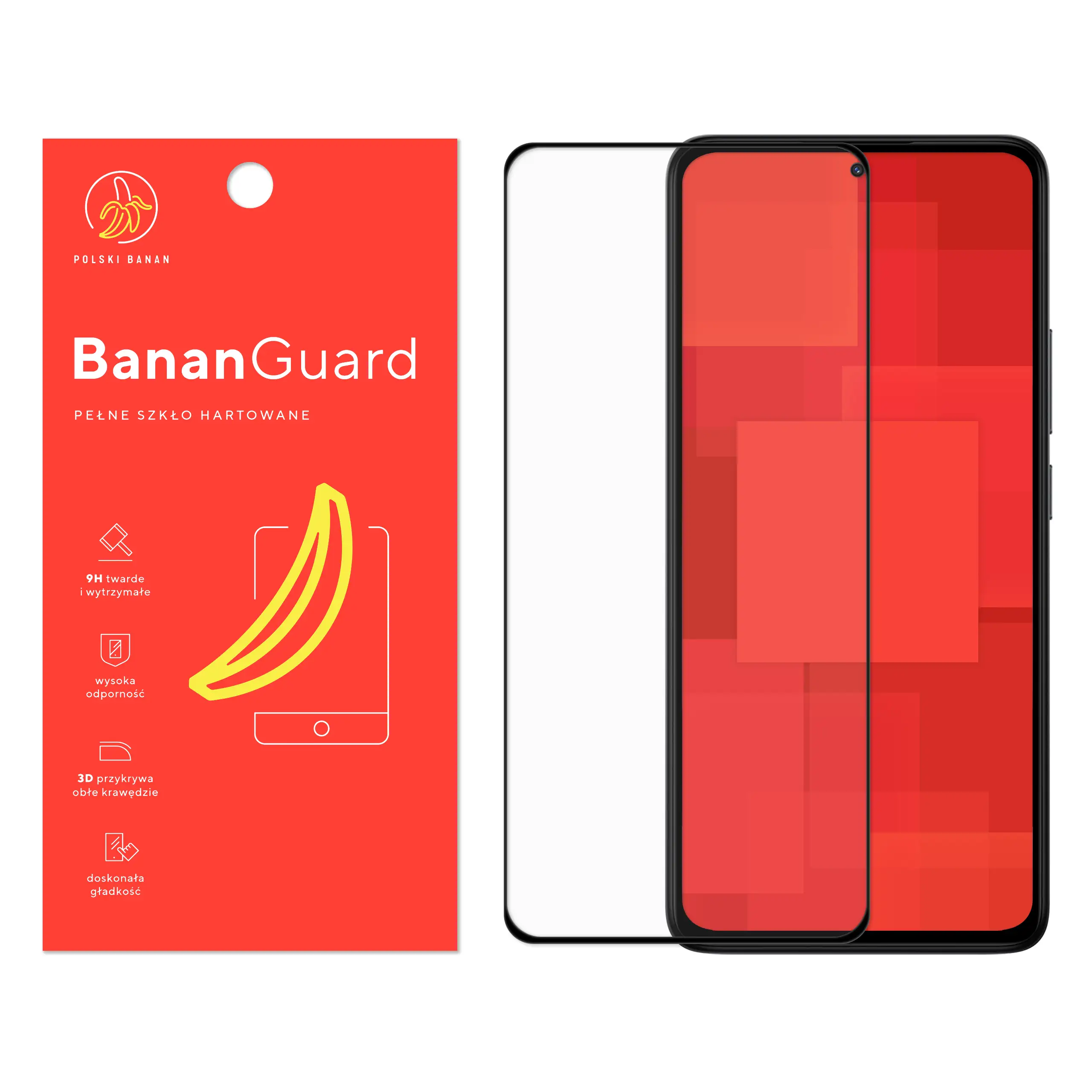 Szkło hartowane 5D Polski Banan BananGuard w kolorze czarnym do Xiaomi Redmi Note 14 4G