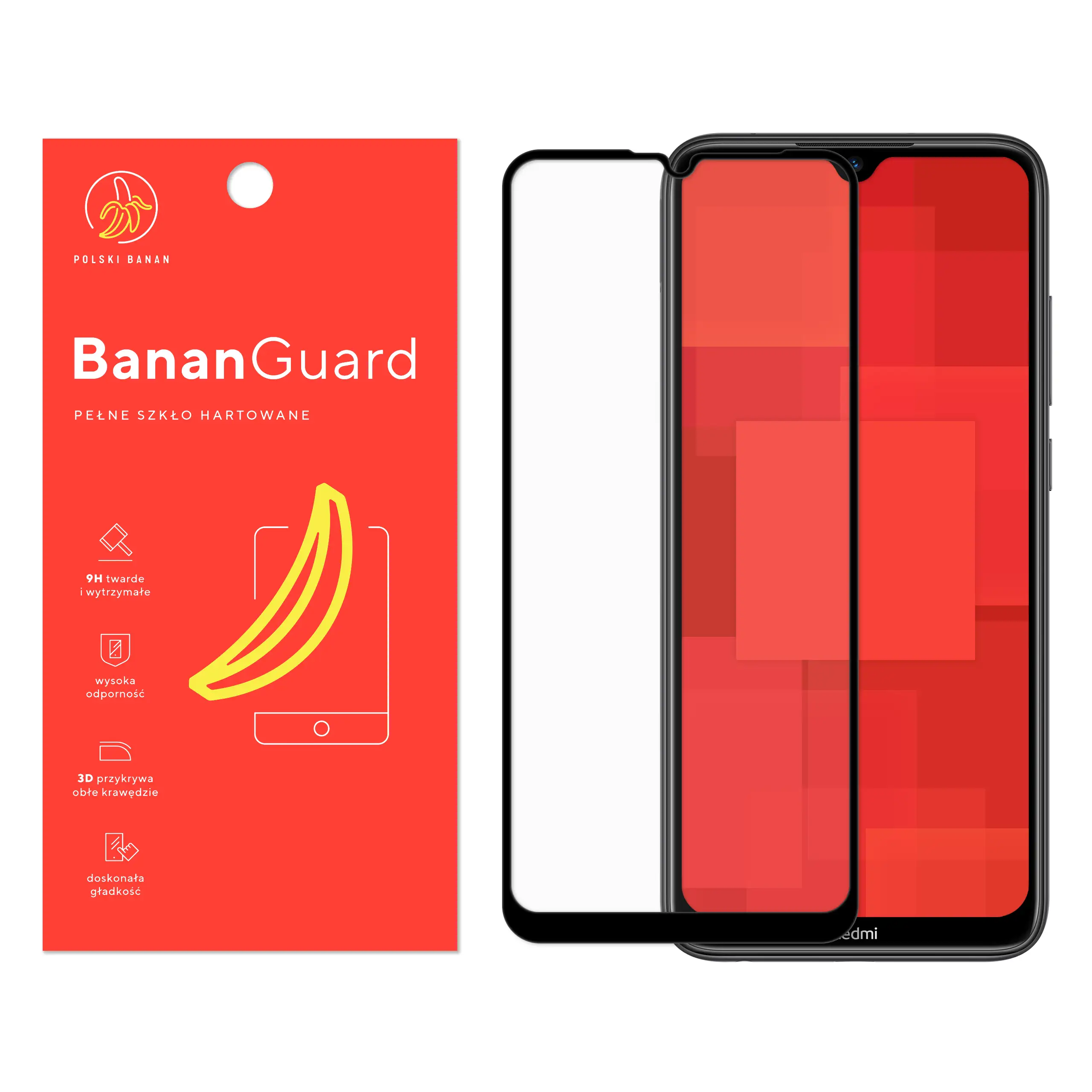 Szkło hartowane 5D Polski Banan BananGuard w kolorze czarnym do Xiaomi Redmi Note 8T
