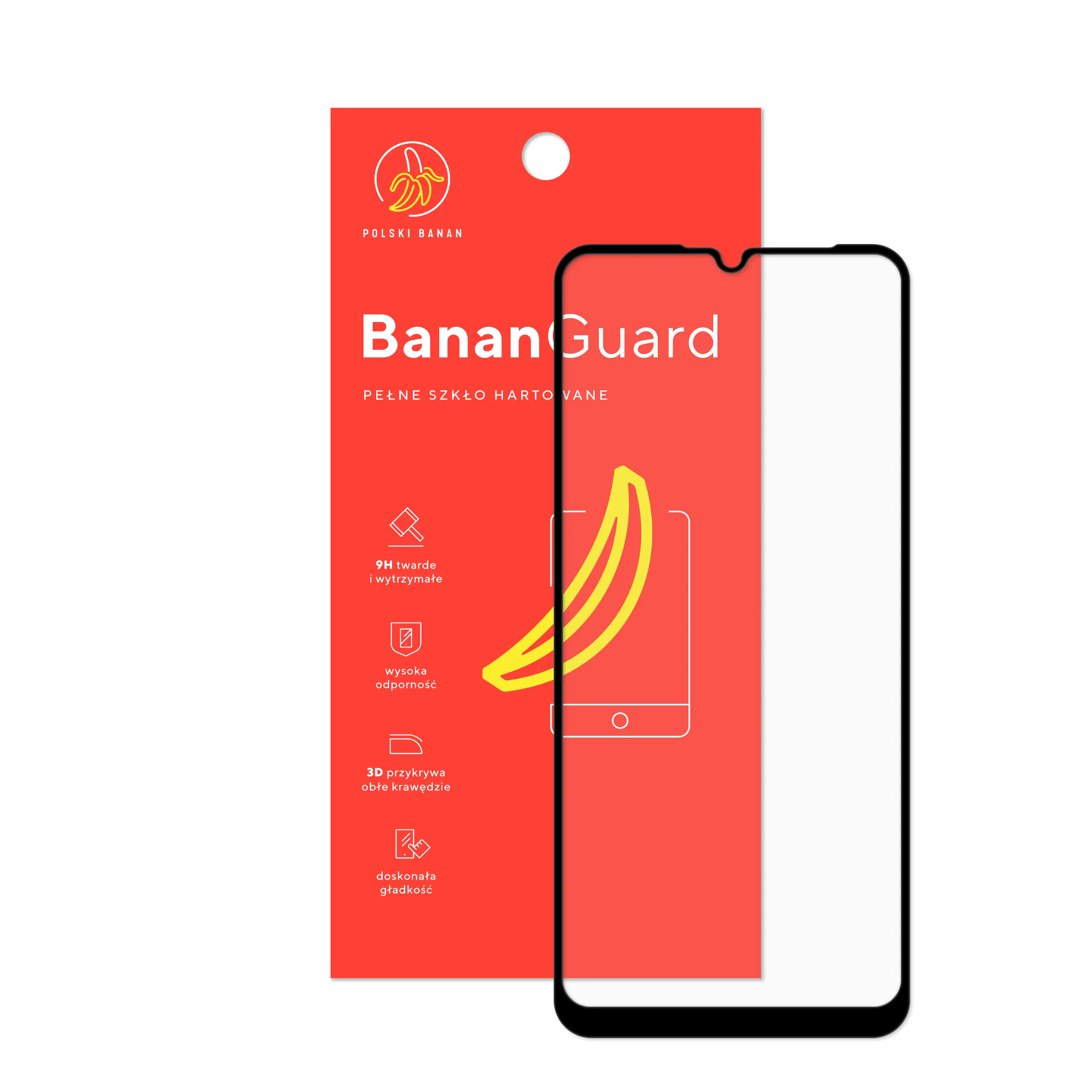 Szkło hartowane 5D Polski Banan BananGuard w kolorze czarnym z opakowaniem do telefonu Xiaomi Redmi Note 8T