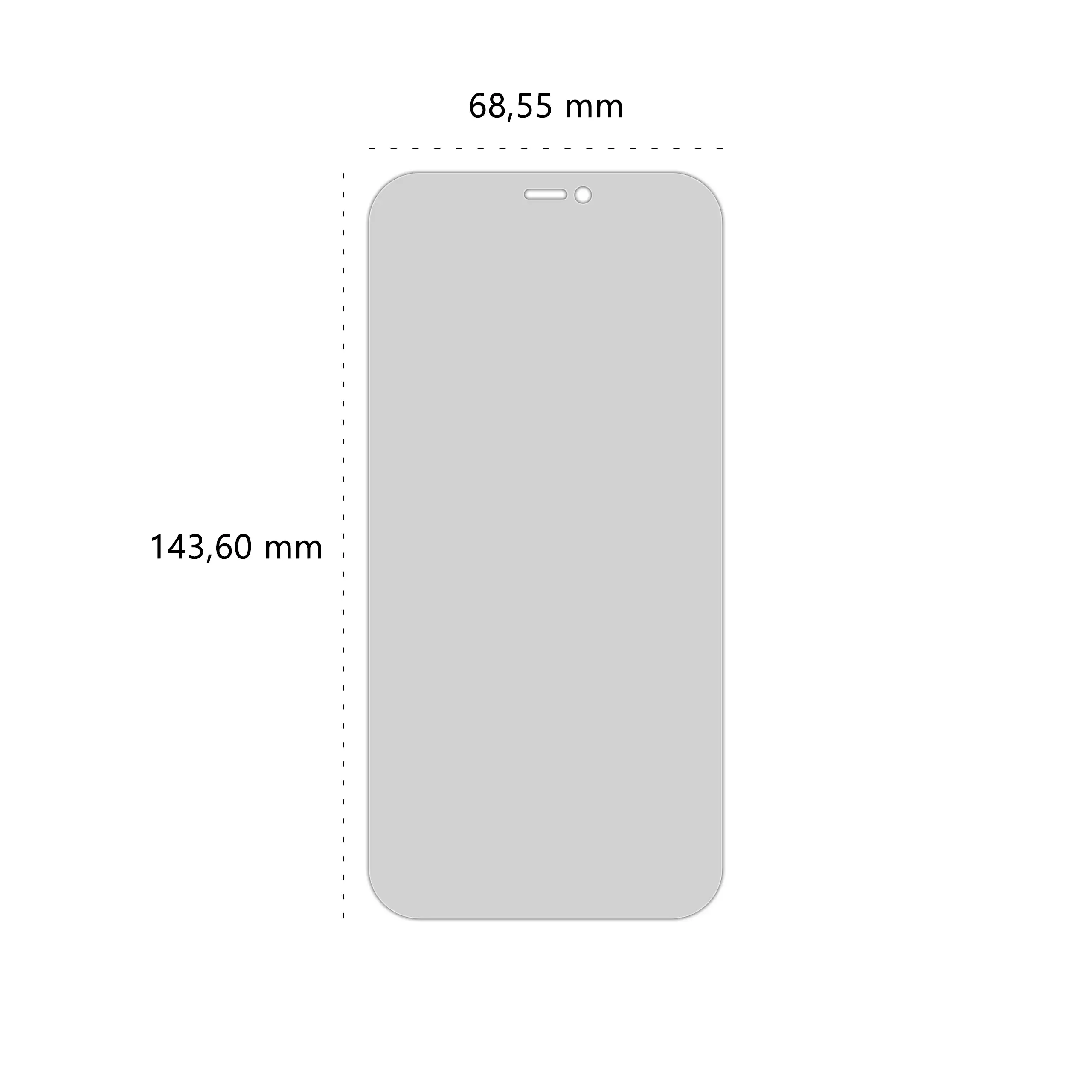 Wymiary prywatyzującego szkła hartowanego BananPrivacy marki Polski Banan do telefonu Apple iPhone 12 / Pro