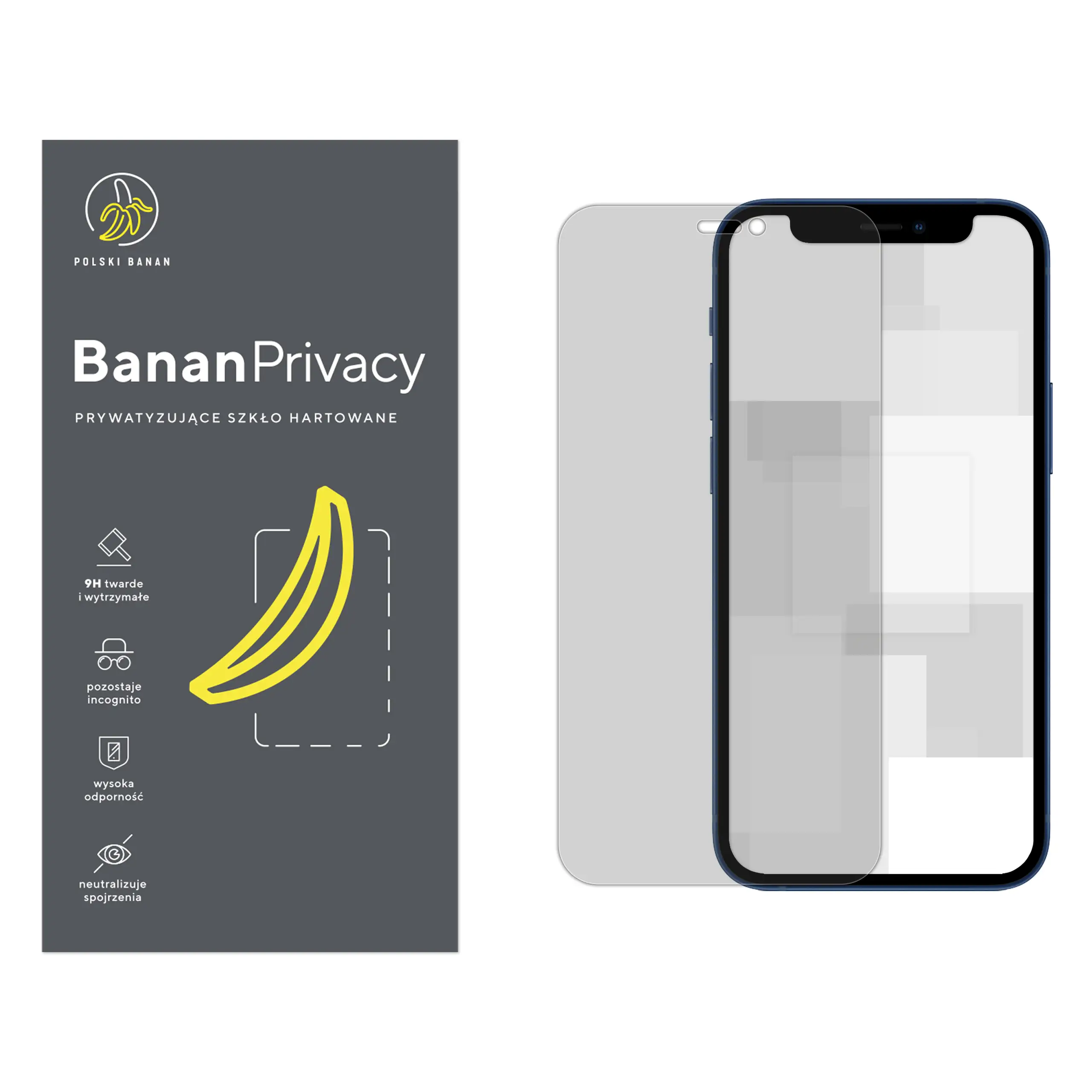 Szkło hartowane prywatyzujące Polski Banan BananPrivacy do Apple iPhone 12 mini