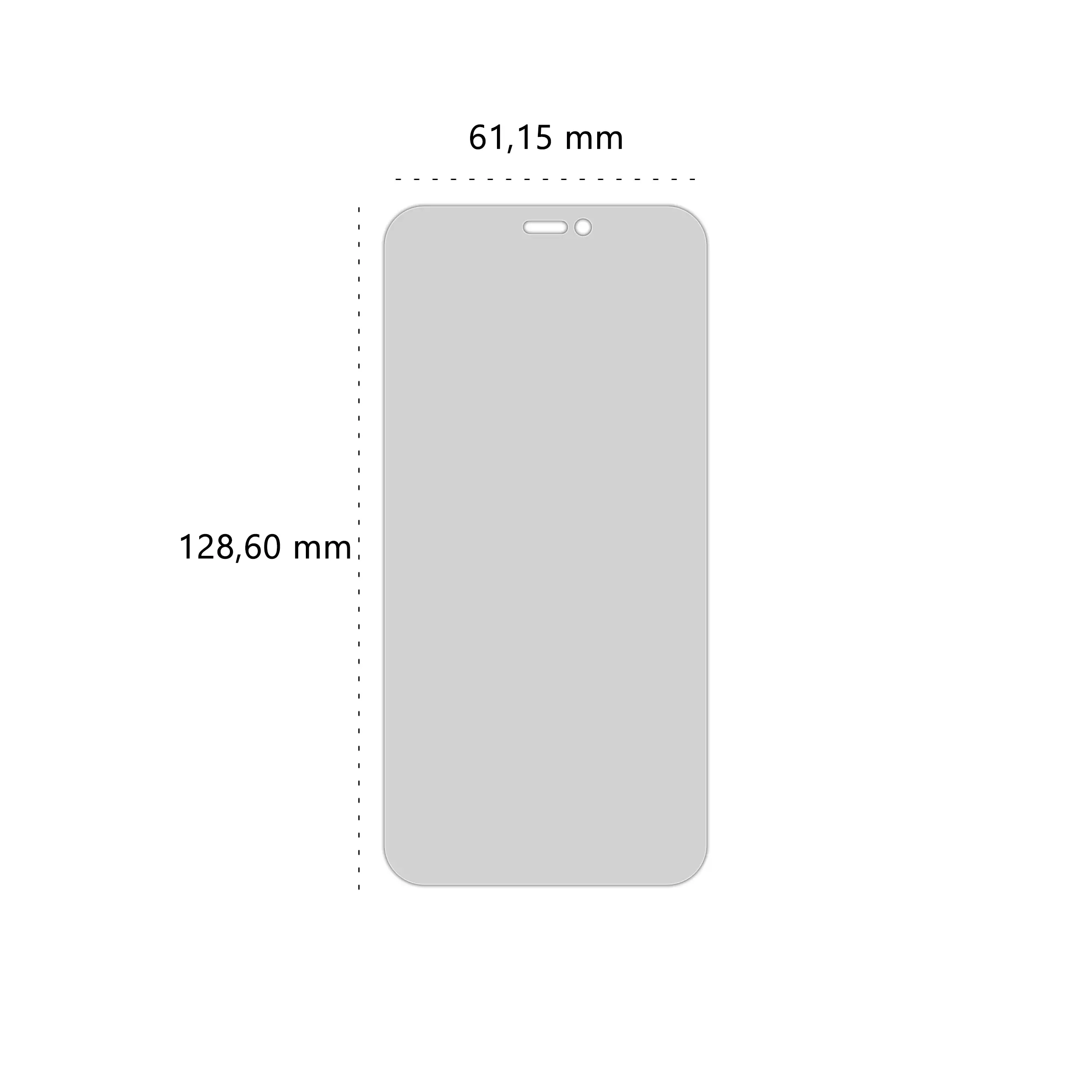 Wymiary prywatyzującego szkła hartowanego BananPrivacy marki Polski Banan do telefonu Apple iPhone 12 mini