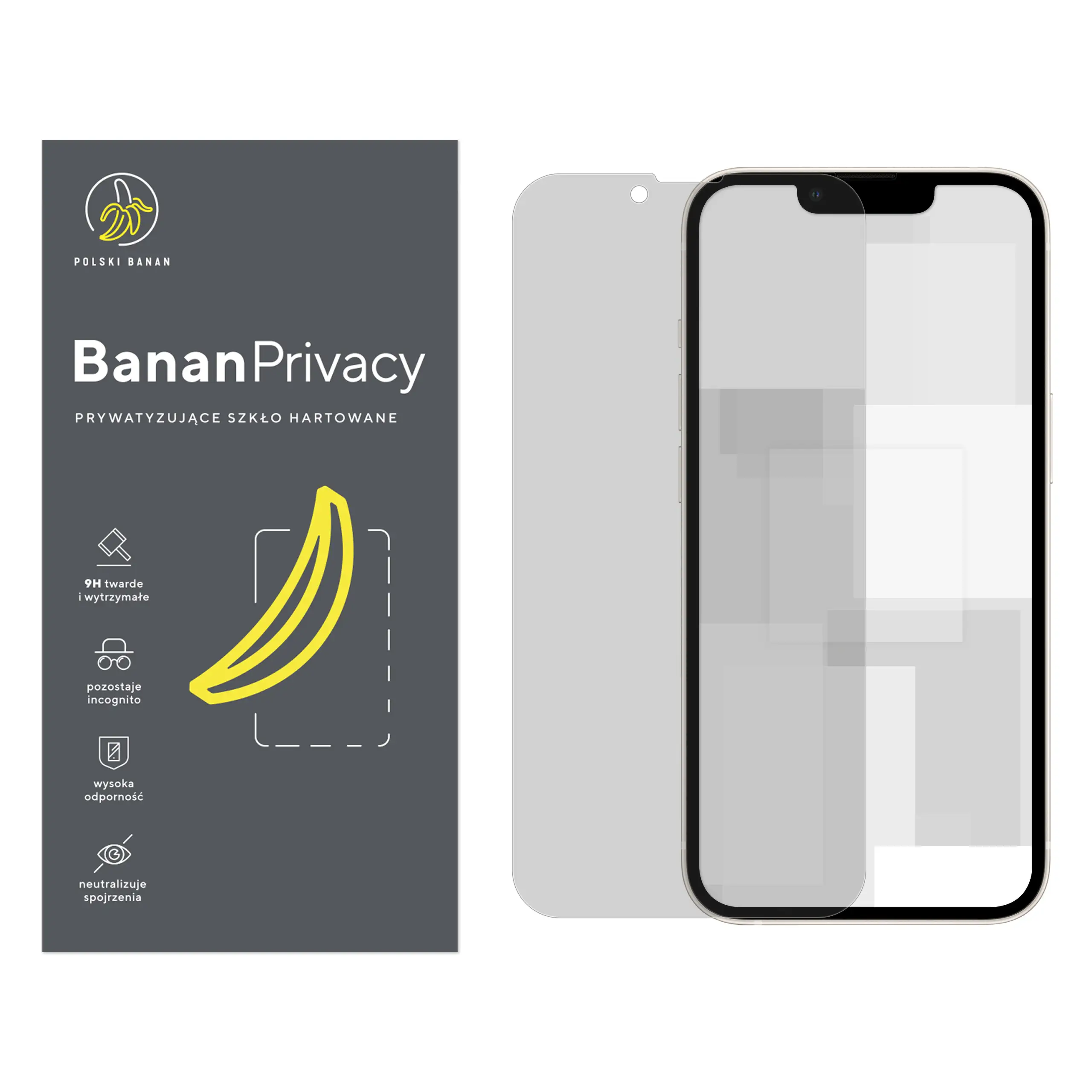 Szkło hartowane prywatyzujące Polski Banan BananPrivacy do Apple iPhone 13 Pro