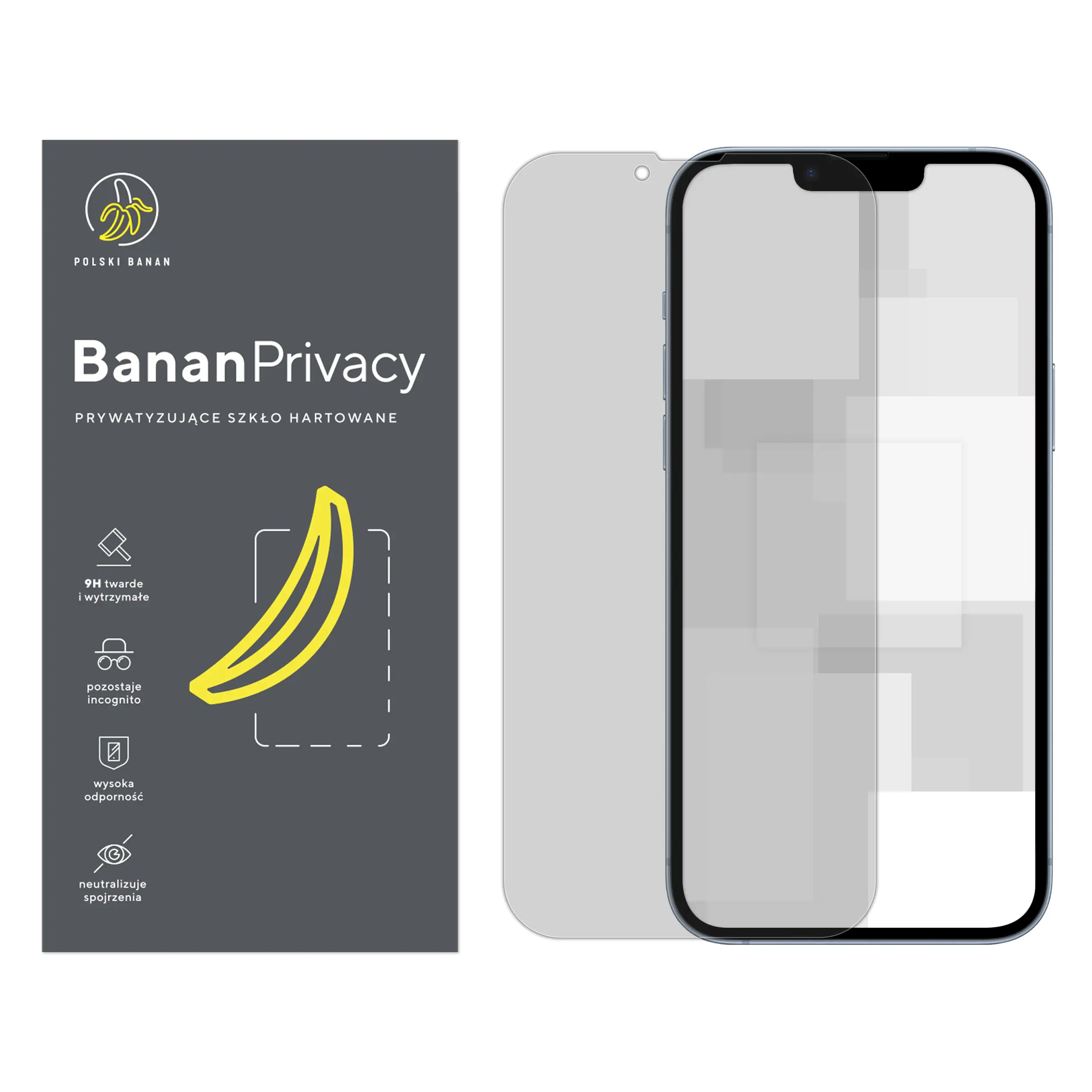 Szkło hartowane prywatyzujące Polski Banan BananPrivacy do Apple iPhone 14 Plus