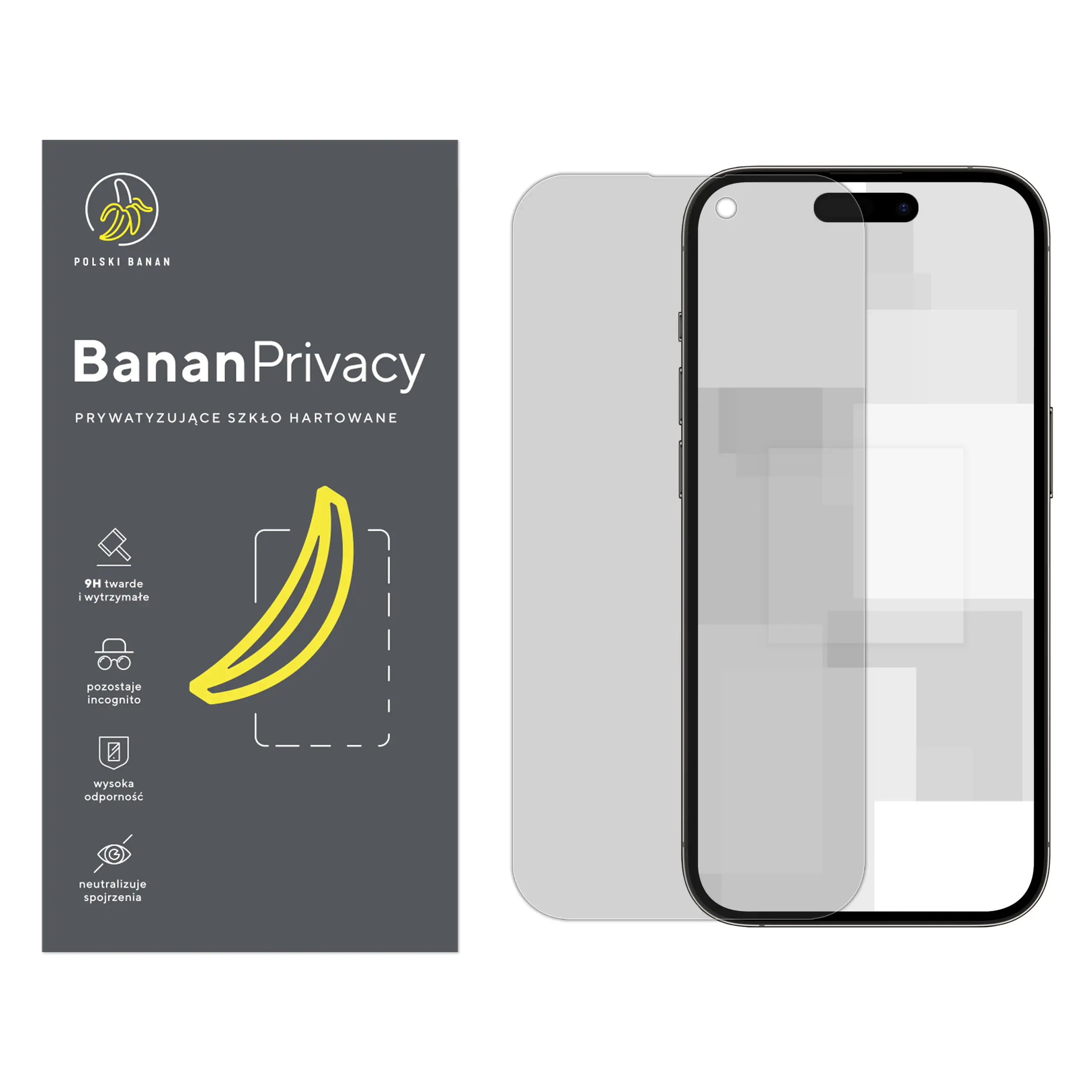 Szkło hartowane prywatyzujące Polski Banan BananPrivacy do Apple iPhone 14 Pro