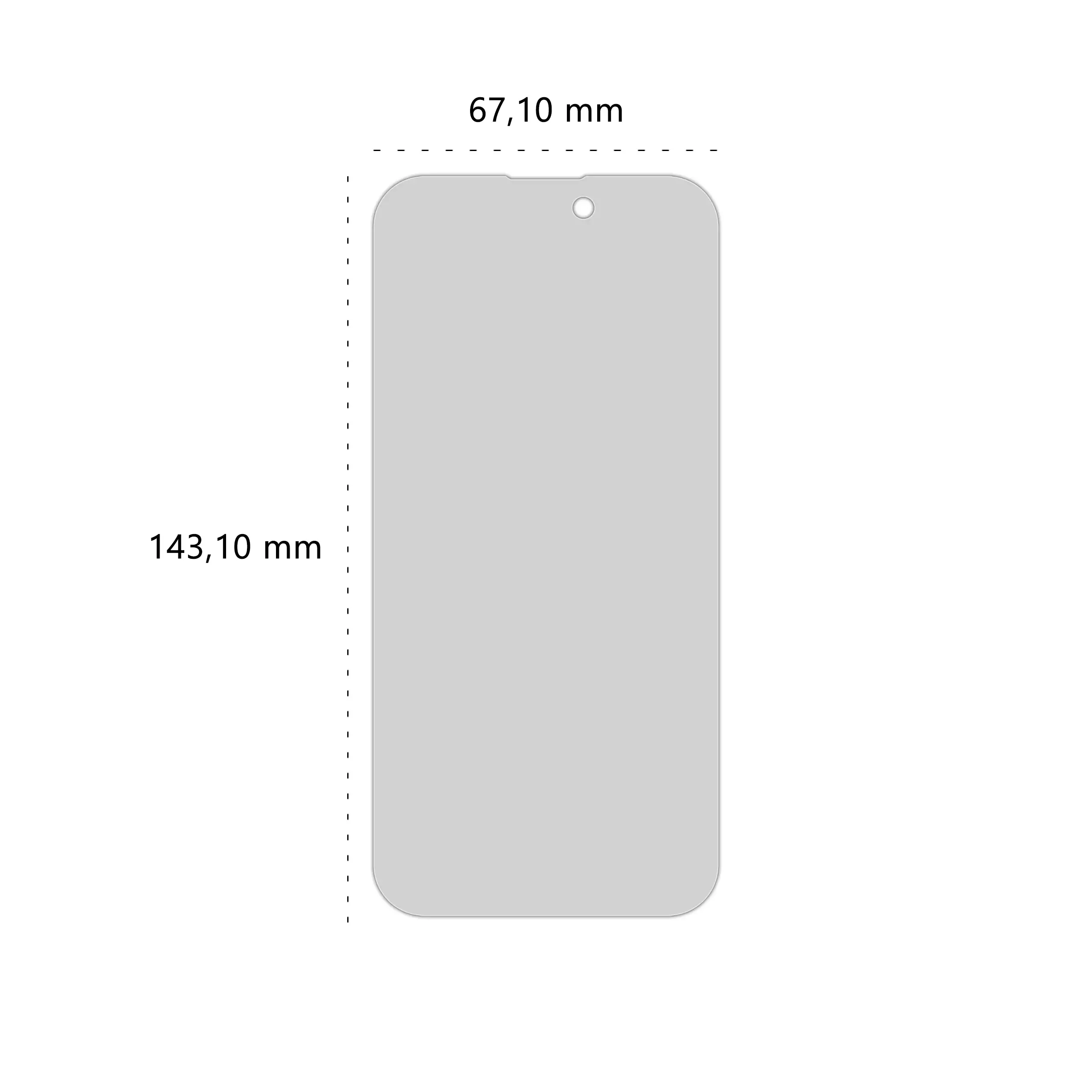 Wymiary prywatyzującego szkła hartowanego BananPrivacy marki Polski Banan do telefonu Apple iPhone 15