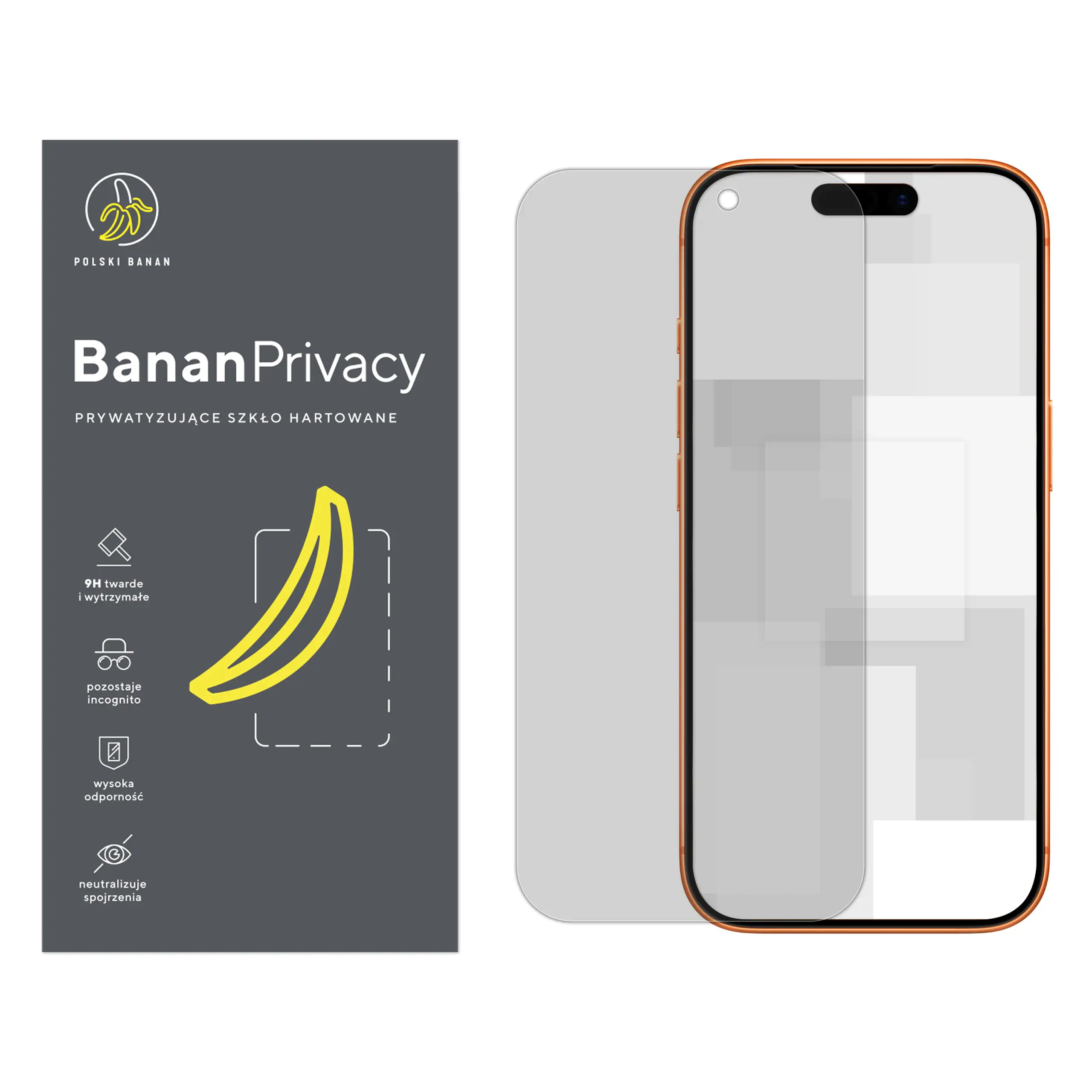 Szkło hartowane prywatyzujące Polski Banan BananPrivacy do Apple iPhone 17 Pro