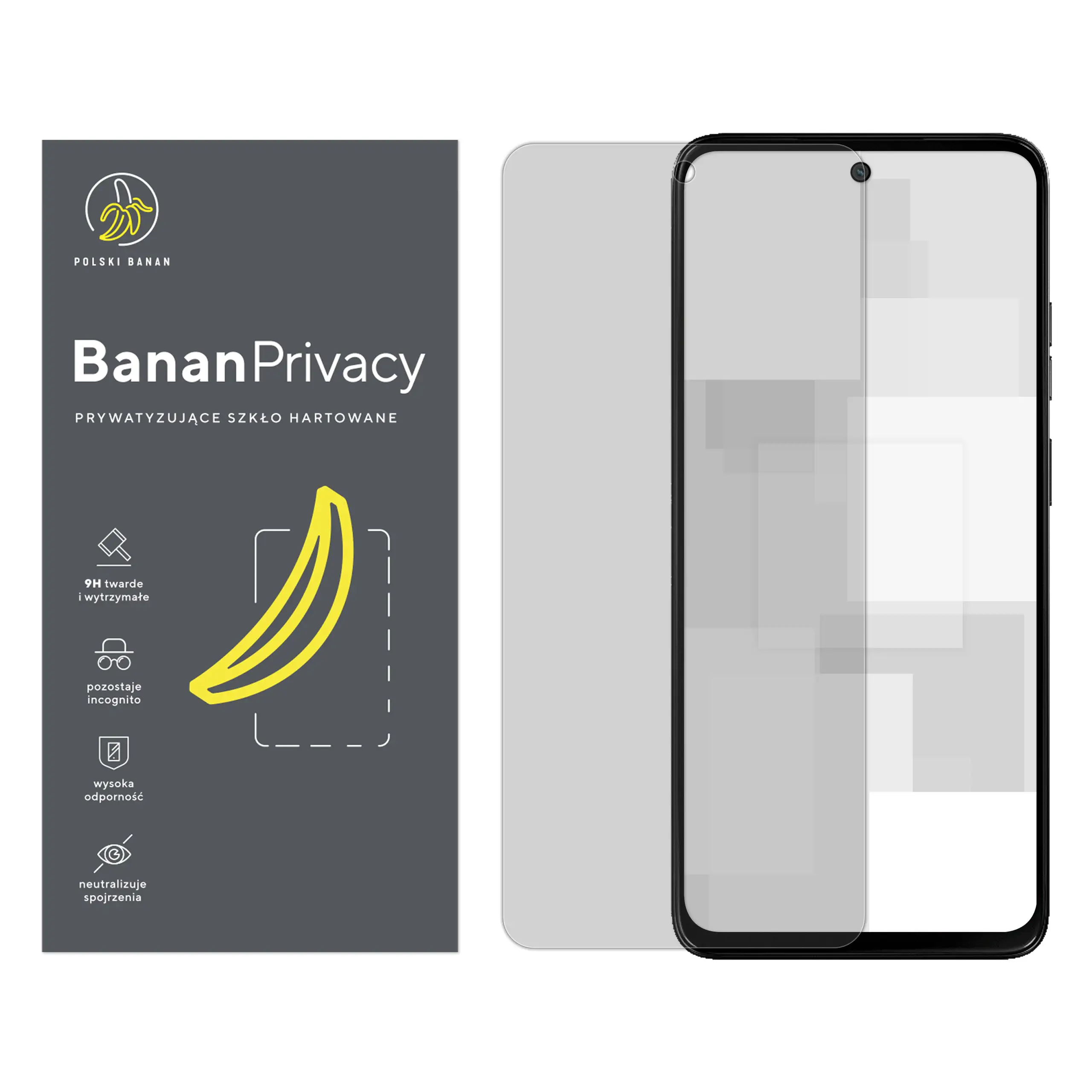 Szkło hartowane prywatyzujące Polski Banan BananPrivacy do Motorola Moto G15 / G15 Power