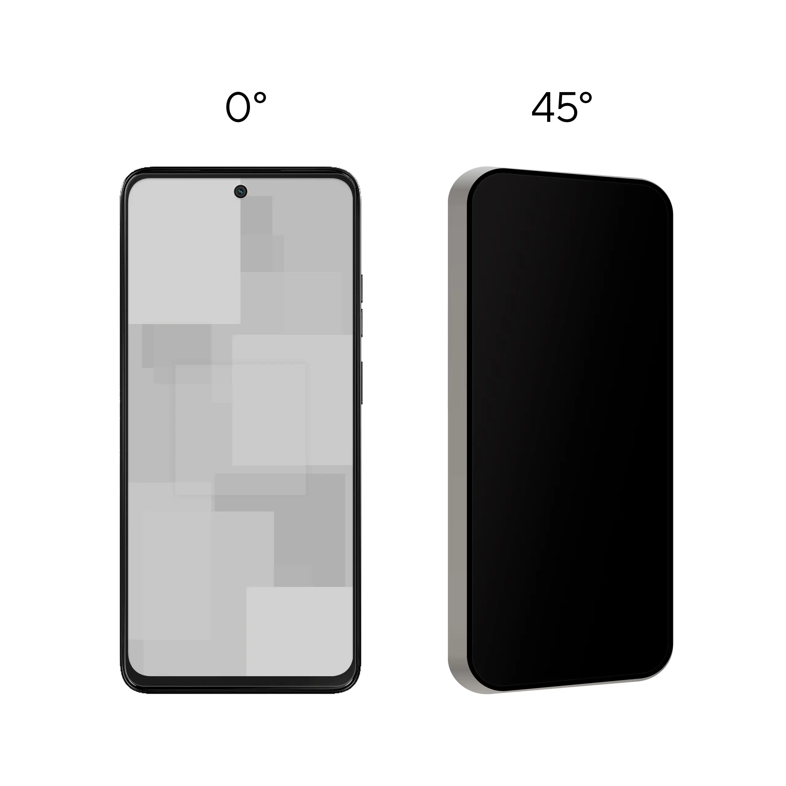 Prezentacja działania prywatyzującego szkła hartowanego BananPrivacy do telefonu Motorola Moto G15 / G15 Power - ochrona prywatności
