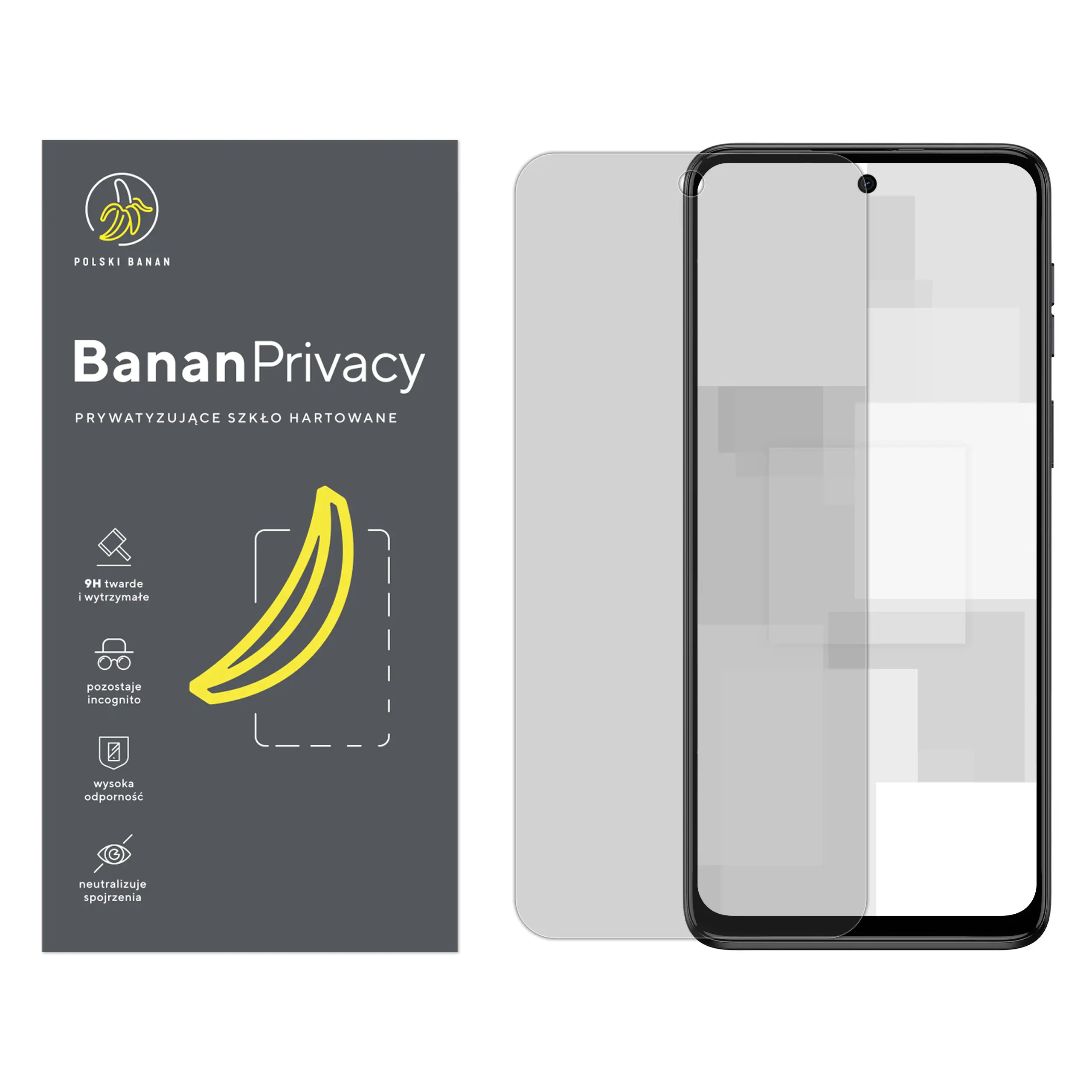 Szkło hartowane prywatyzujące Polski Banan BananPrivacy do Motorola Moto G54 5G / G54 Power Edition
