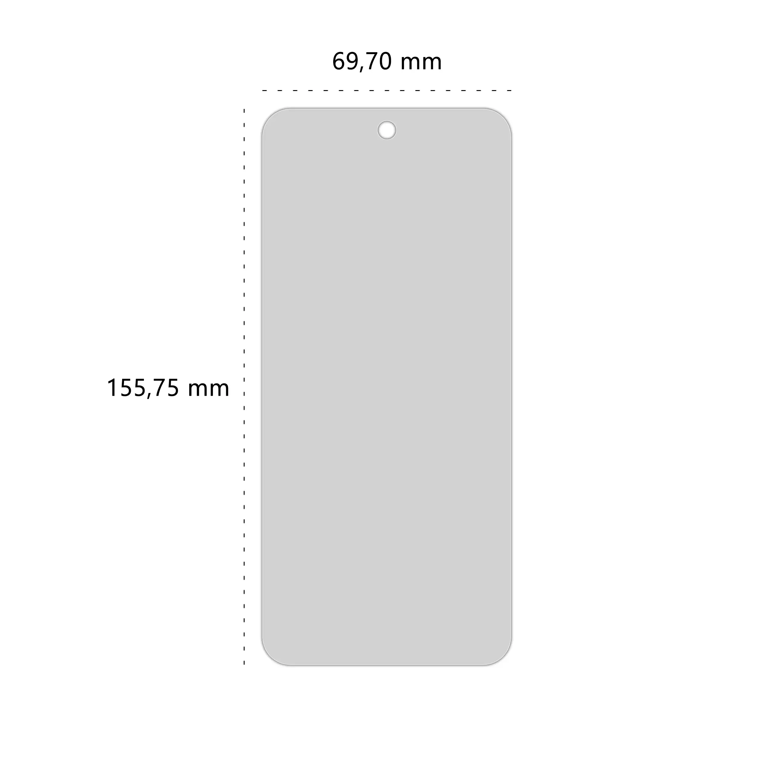 Wymiary prywatyzującego szkła hartowanego BananPrivacy marki Polski Banan do telefonu Motorola Moto G54 5G / G54 Power Edition