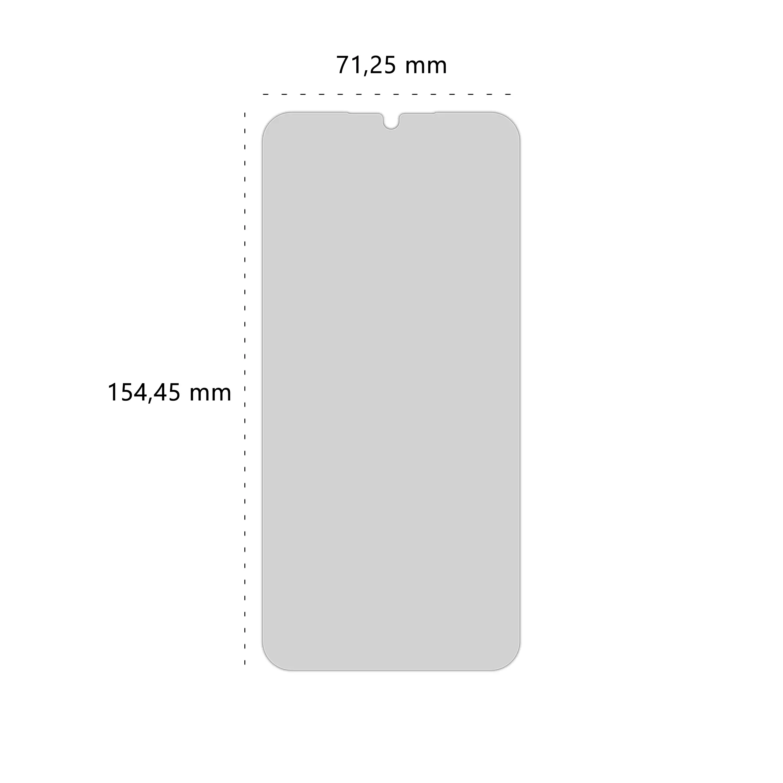 Wymiary prywatyzującego szkła hartowanego BananPrivacy marki Polski Banan do telefonu Samsung Galaxy A25 5G