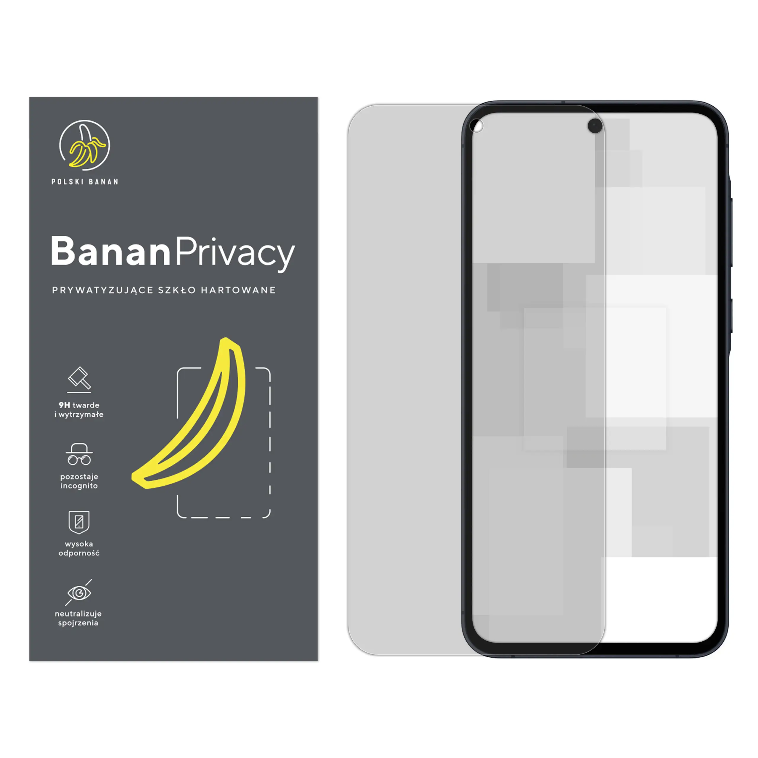 Szkło hartowane prywatyzujące Polski Banan BananPrivacy do Samsung Galaxy A55 5G