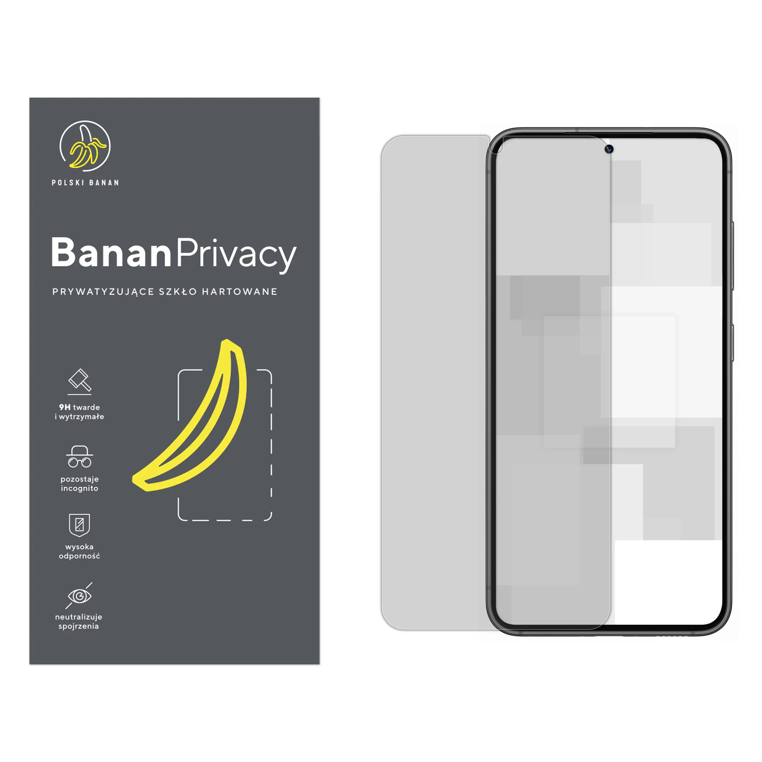 Szkło hartowane prywatyzujące Polski Banan BananPrivacy do Samsung Galaxy S23