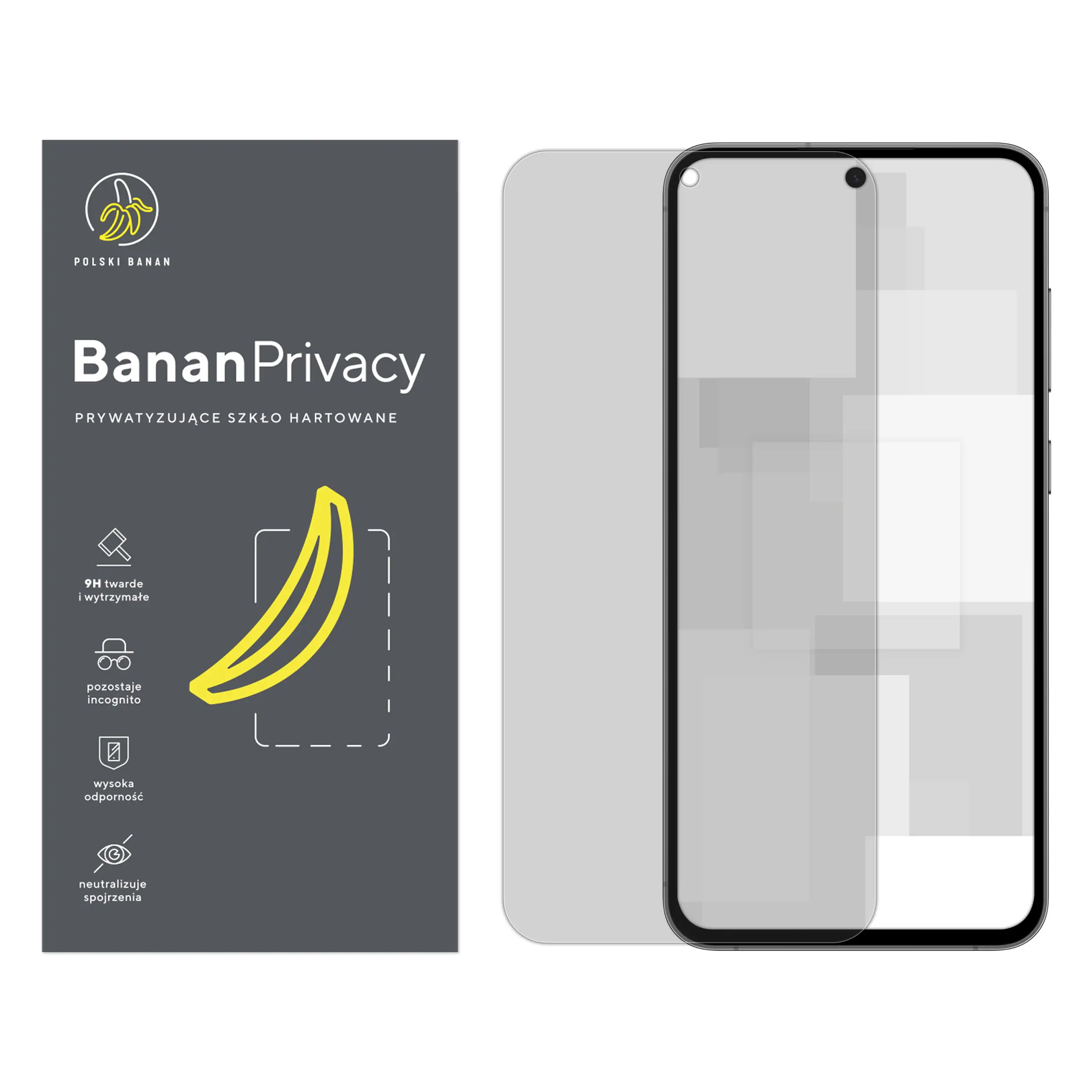 Szkło hartowane prywatyzujące Polski Banan BananPrivacy do Samsung Galaxy S24 FE