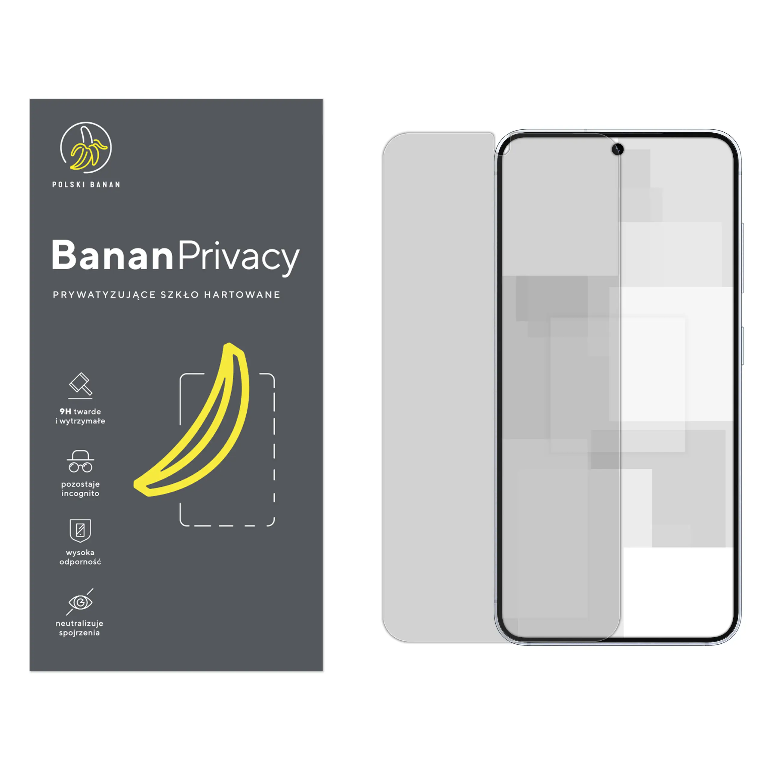 Szkło hartowane prywatyzujące Polski Banan BananPrivacy do Samsung Galaxy S25