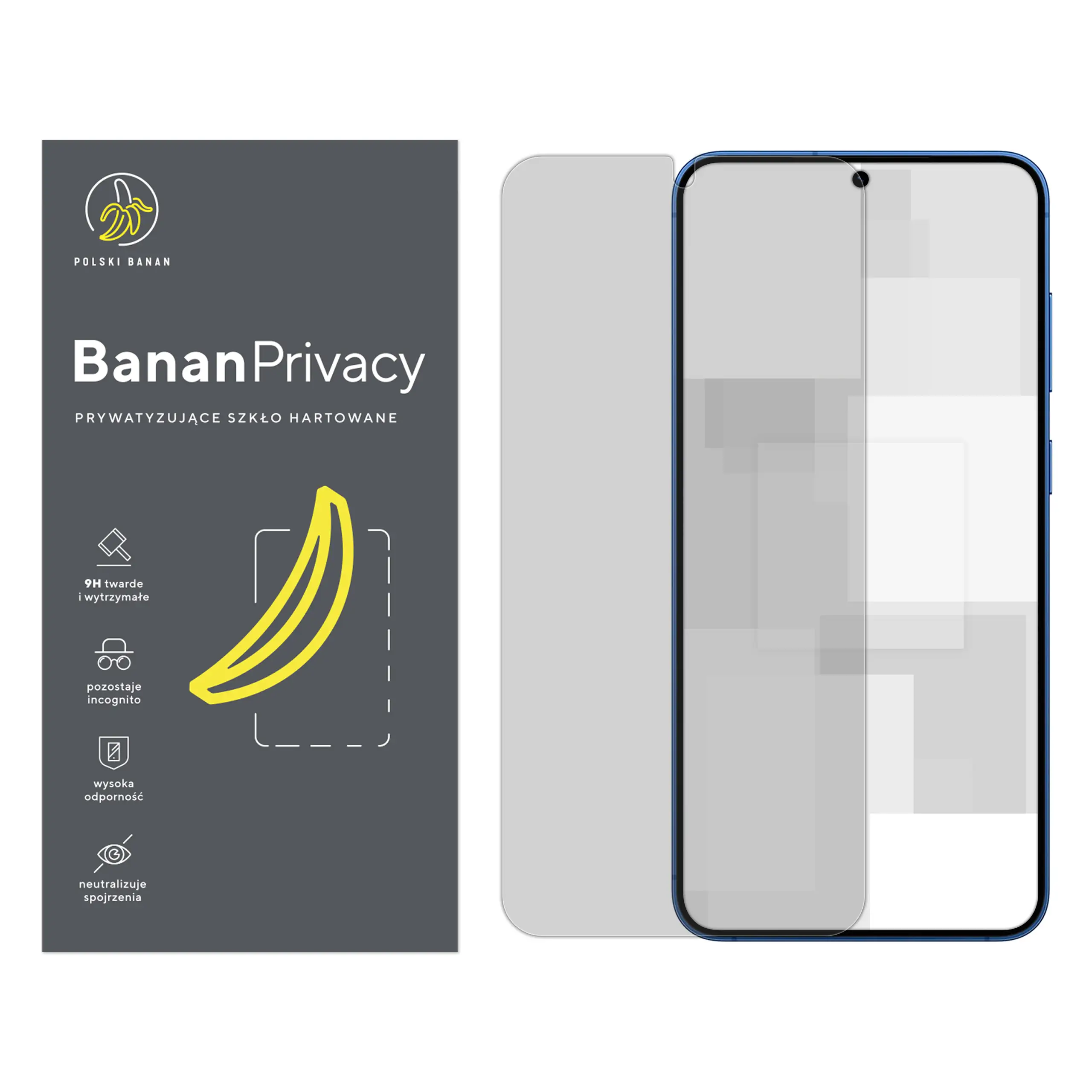 Szkło hartowane prywatyzujące Polski Banan BananPrivacy do Samsung Galaxy S25 Plus