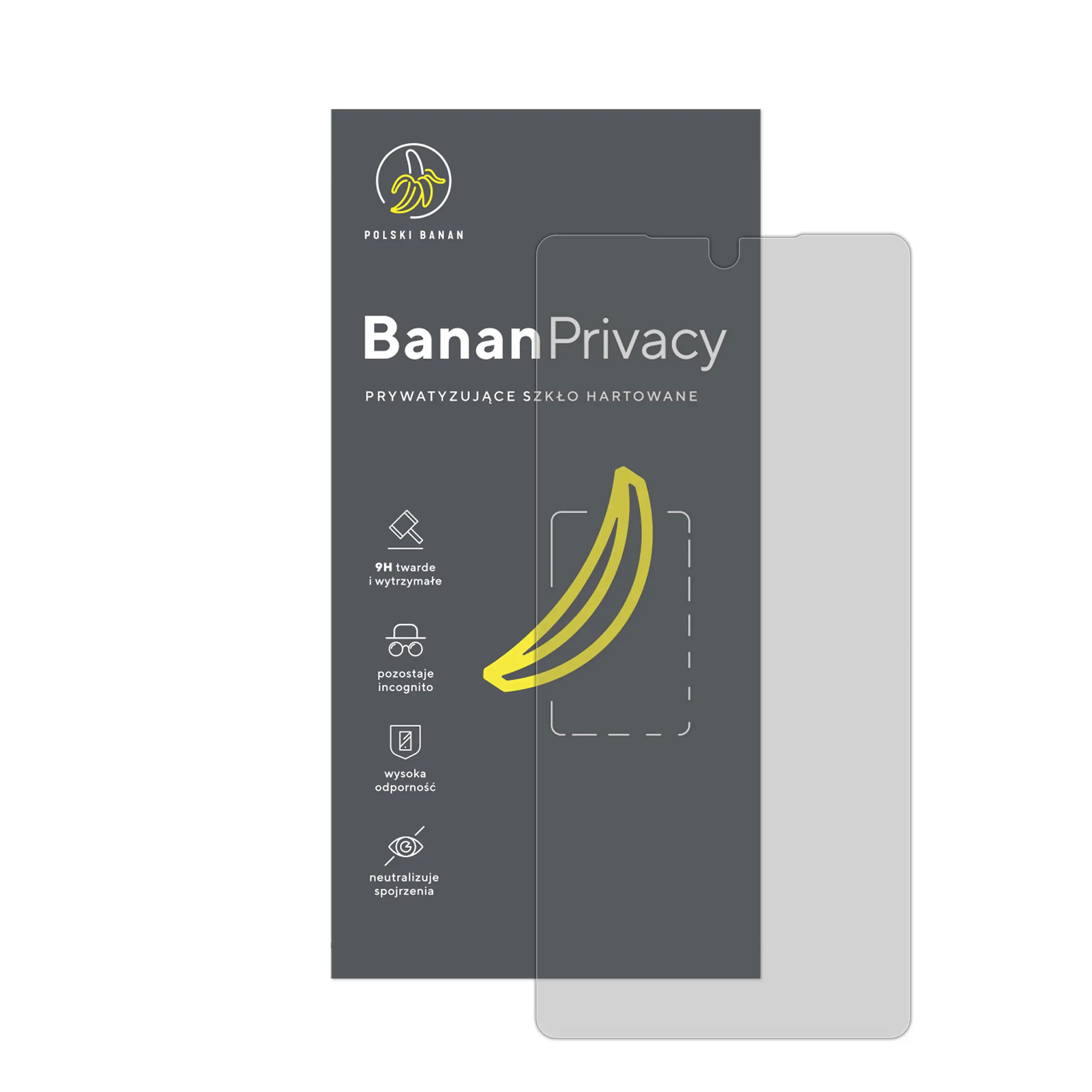 Prywatyzujące szkło hartowane BananPrivacy marki Polski Banan z opakowaniem do telefonu Samsung Galaxy S25 Ultra